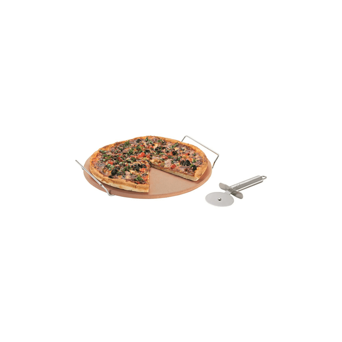 2 Avanti Round 33cm Porous Pizza Stone With Wire Rack And Pizza Cutter Set
 - Multi, 2 of 3