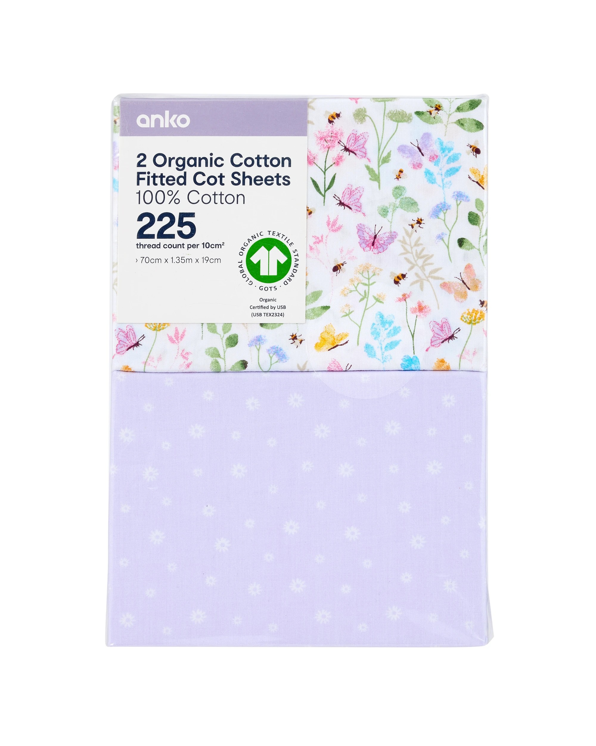 6 2 Pack Organic Cotton Fitted Cot Sheets, 6 of 6