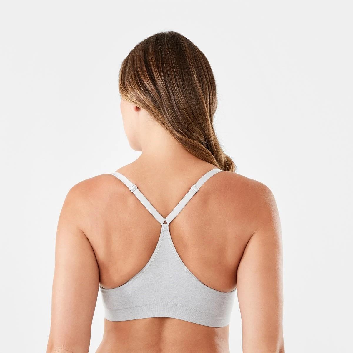 6 2 Pack Wirefree Racerback T-shirt Bra SILVER MARLE, WHITE, 6 of 10