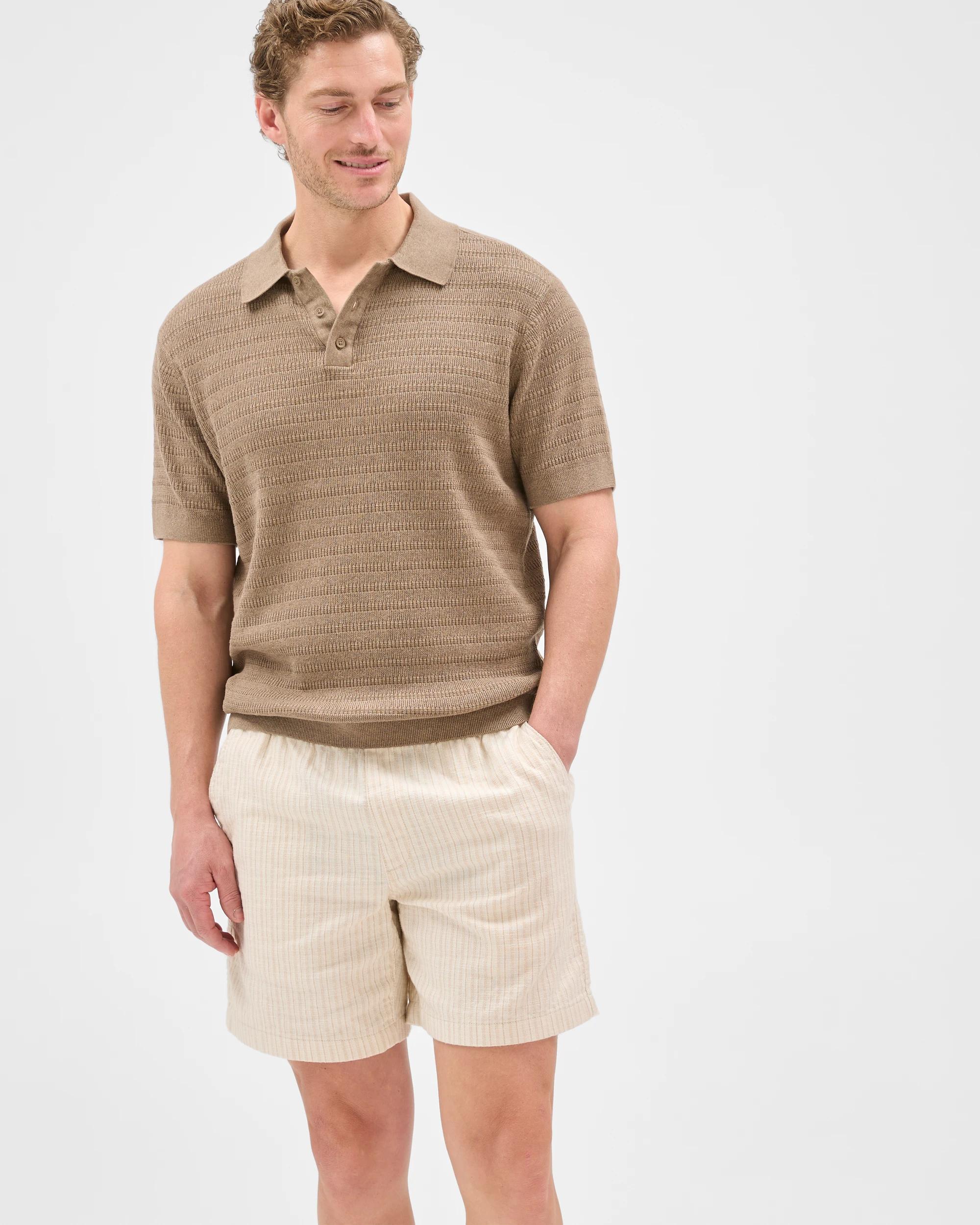 2 Target Man Australian Cotton Blend Textured Shorts NEUTRAL STRIPE, 2 of 7