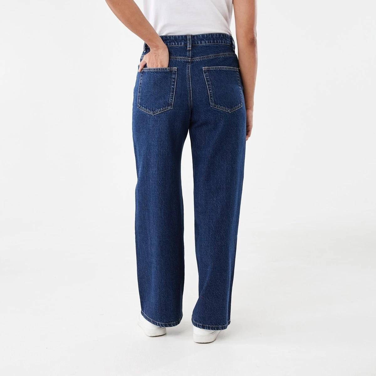 3 Wide Tie Waist Jeans Dark Wash, 3 of 5