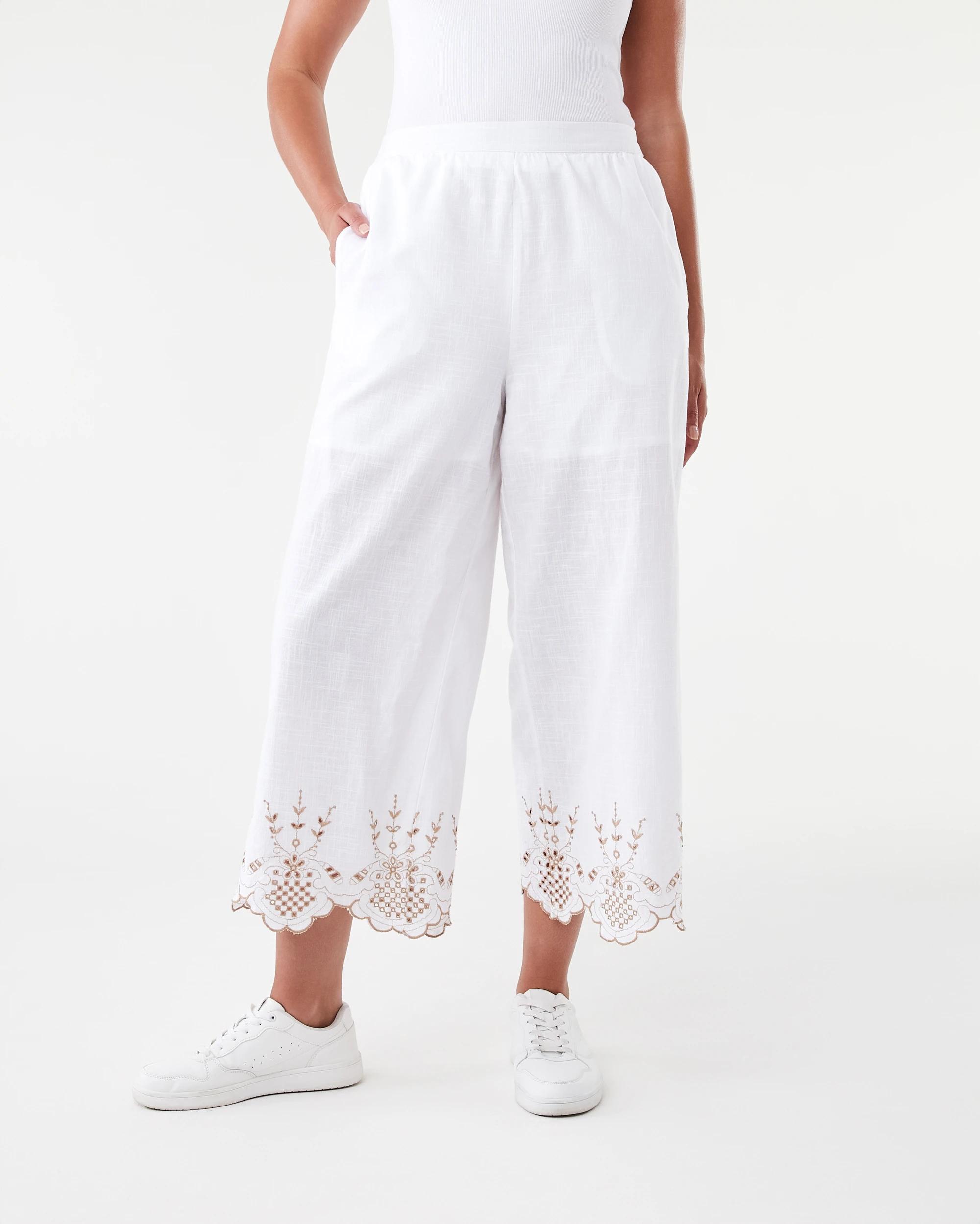 1 Embroidered Hem Pants White, 1 of 6