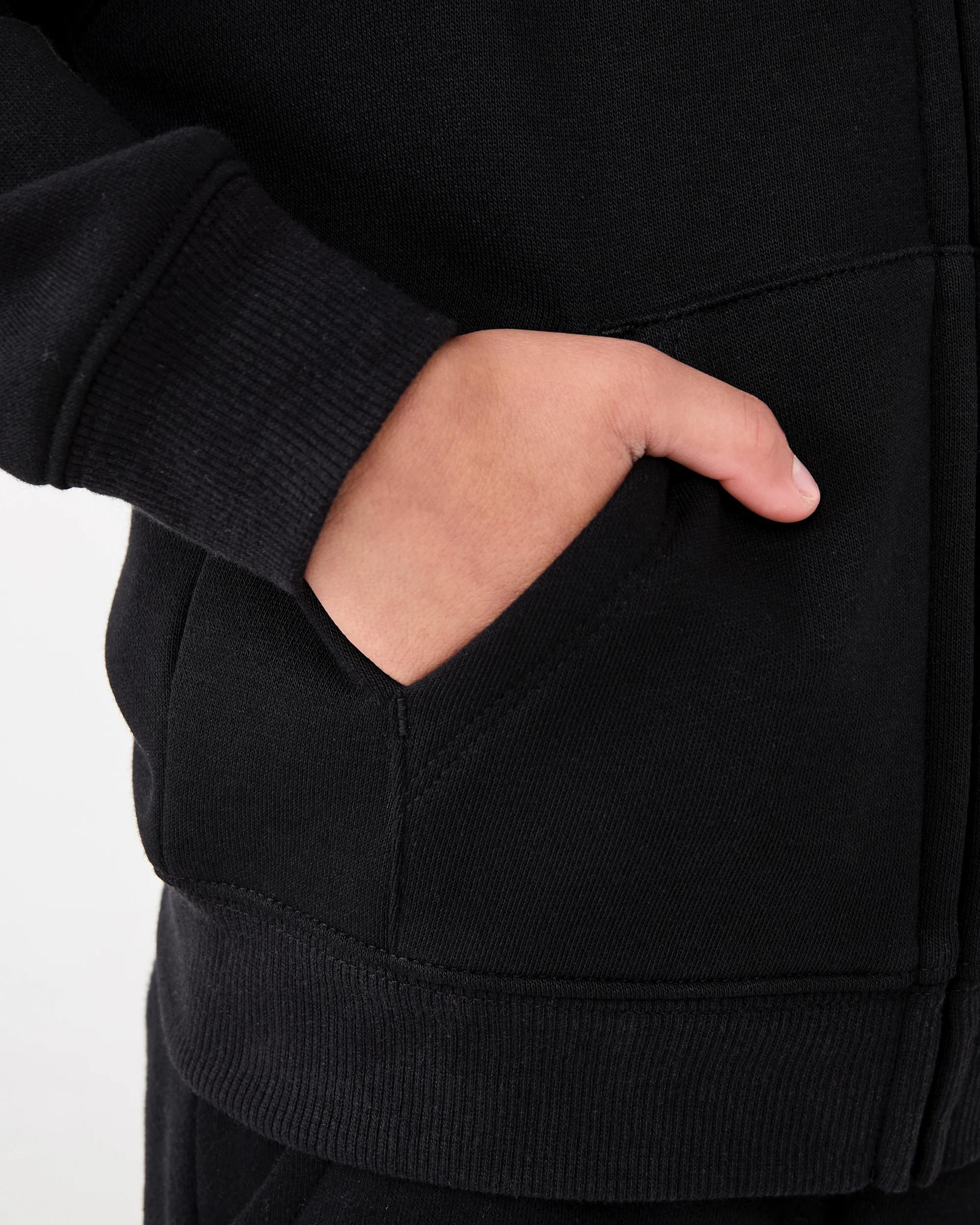 5 Plain Zip Through Hoodie Black, 5 of 8