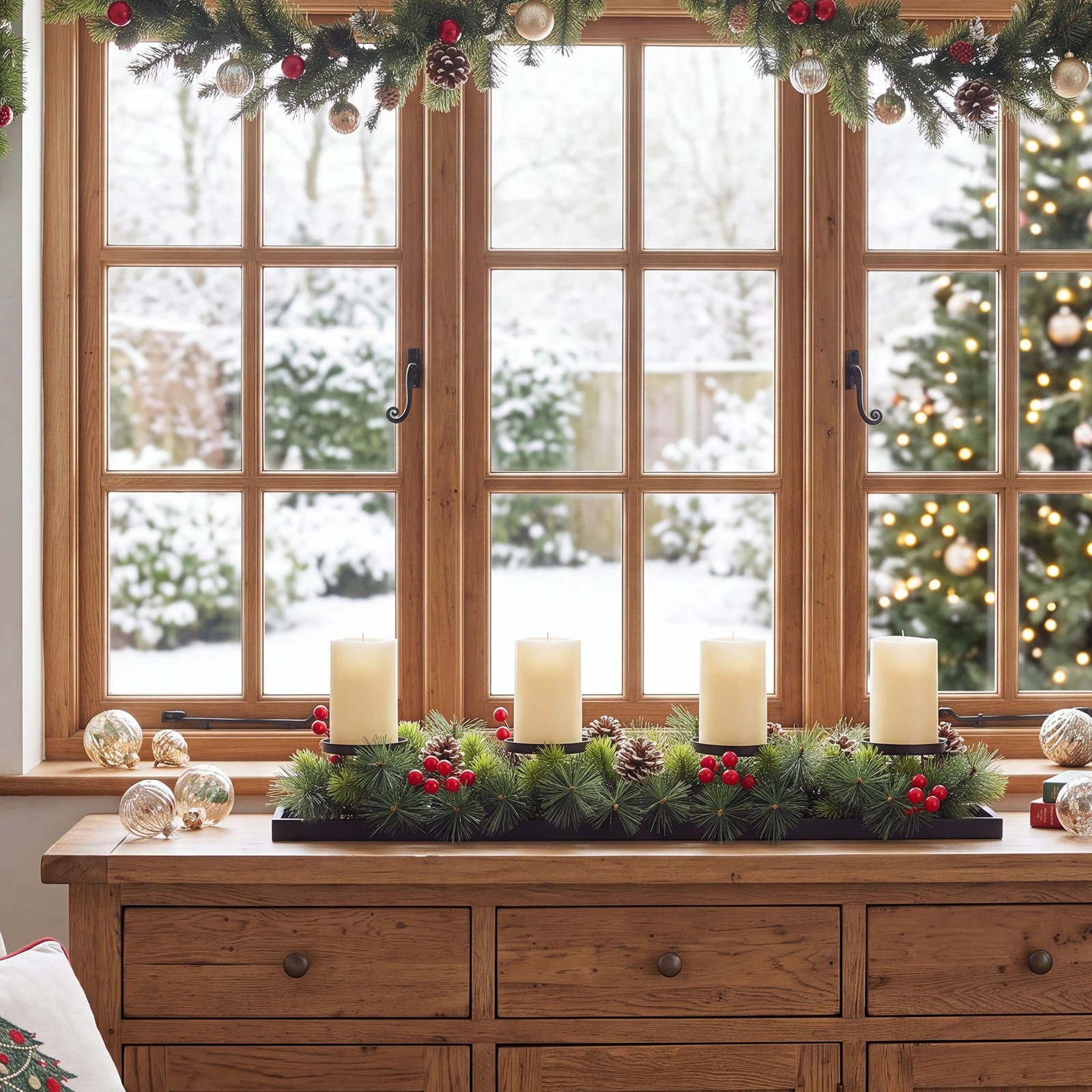 7 Costway 70cm Christmas Candle Holder Centerpiece Foldable Xmas Tabletop Decoration Without Candle, 7 of 8