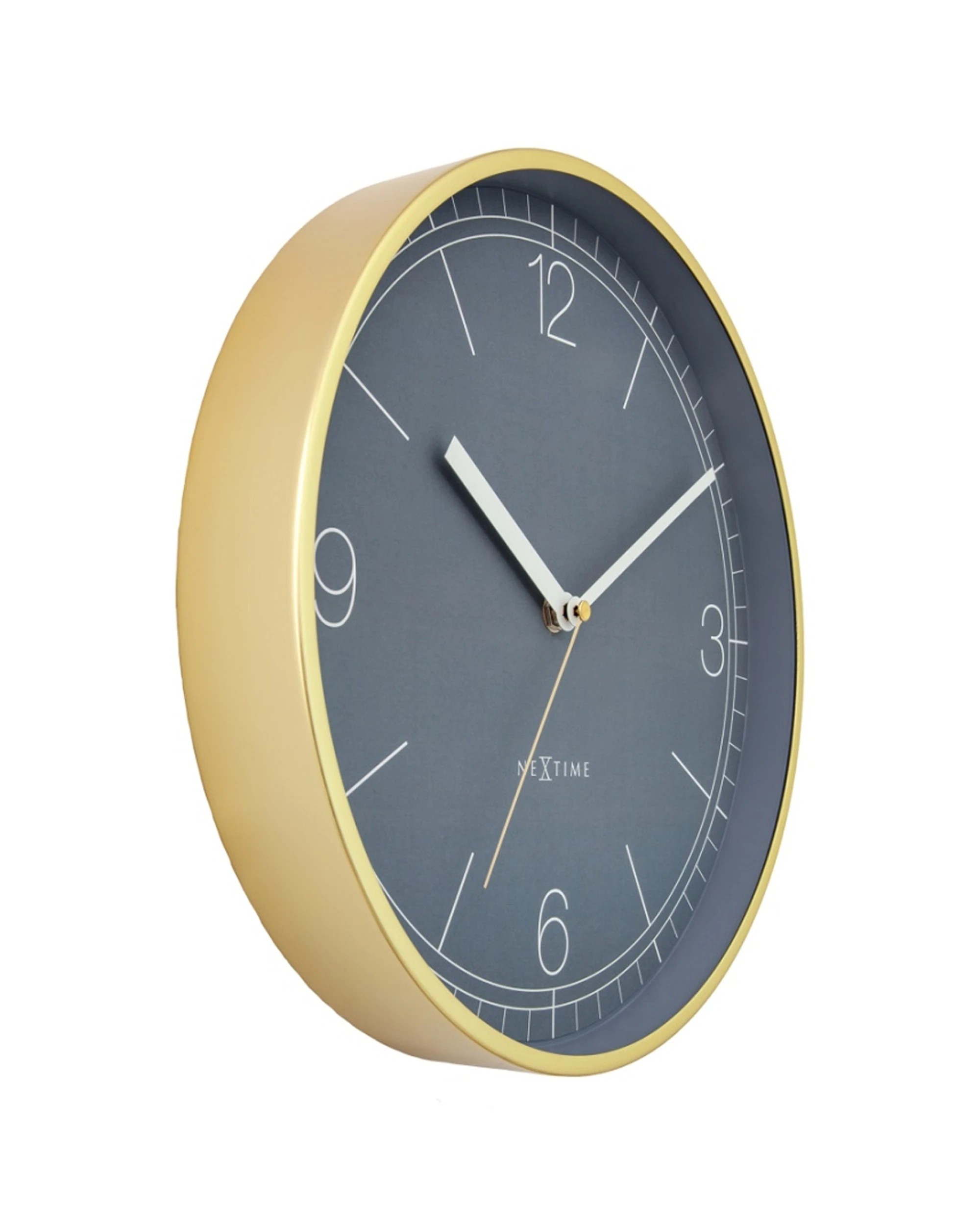 2 NeXtime Nova Wall Clock Brushed Aluminium Elegant Style 30cm - Blue, 2 of 5