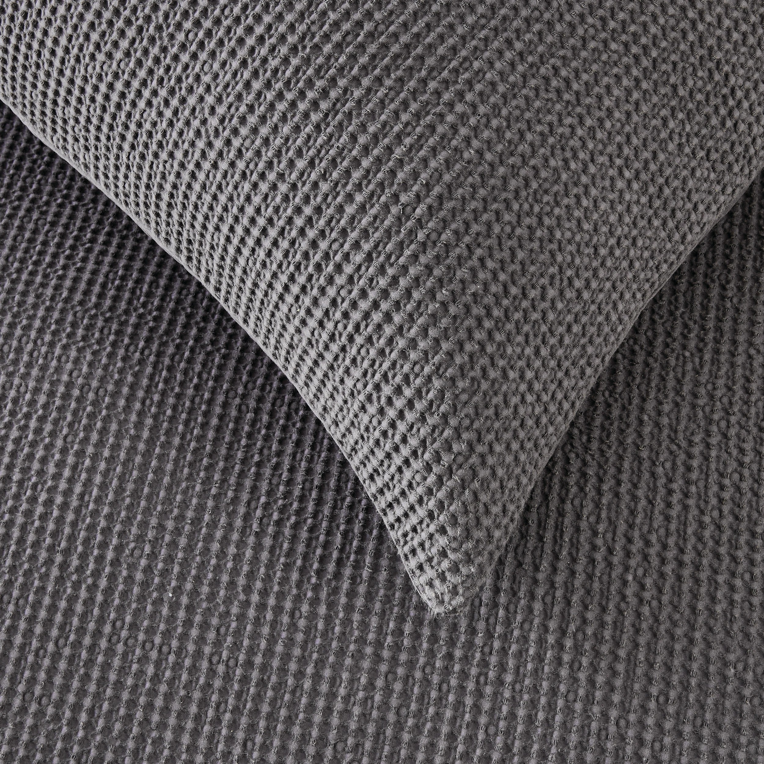 3 Waffle Stonewashed Cotton Quilt Cover Set - Queen Bed, Grey, 3 of 6