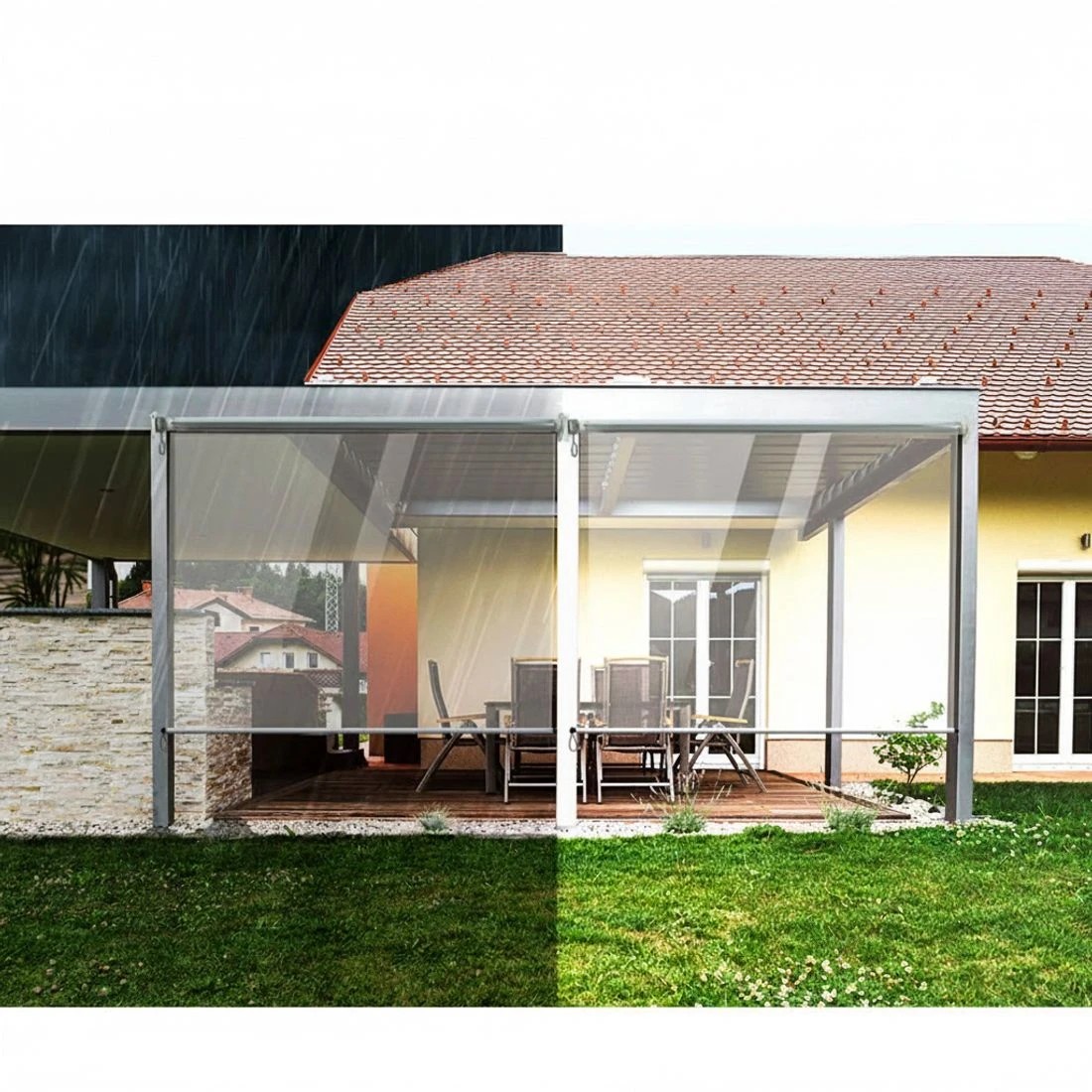 4 Instahut Outdoor Blinds Transparent Roll Down Awning Window Shade 1.5X2.4M - Clear, 4 of 4