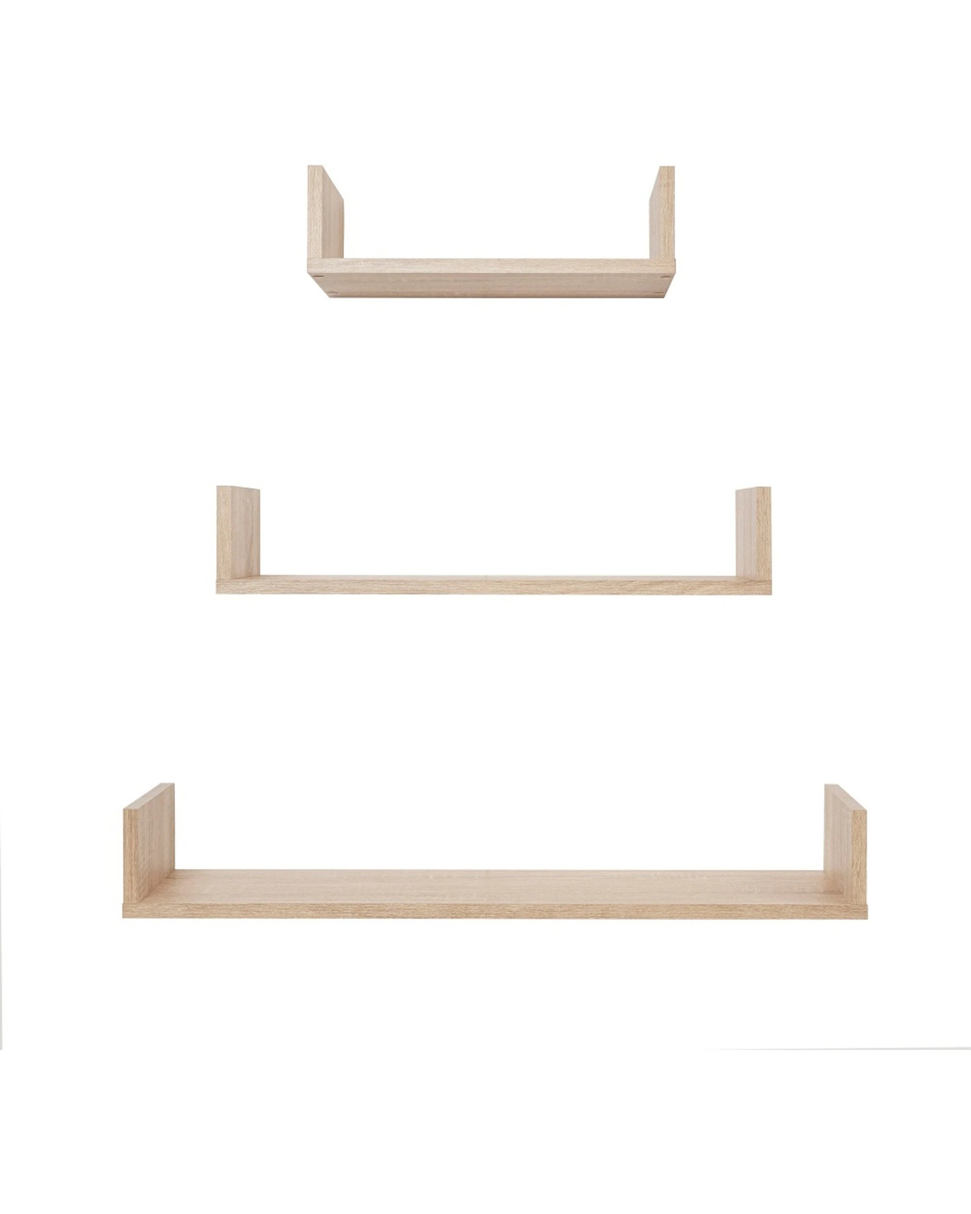 1 European Cabinetry Oslo Three Piece Shelf Set Decorative Display Oak - Natural, 1 of 3