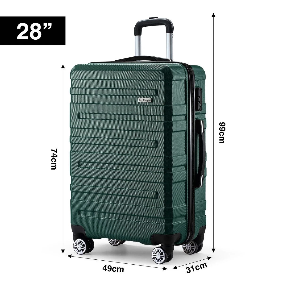 2 Buon Viaggio 3 Piece Luggage Set Hard Carry On Travel Suitcases, 2 of 4