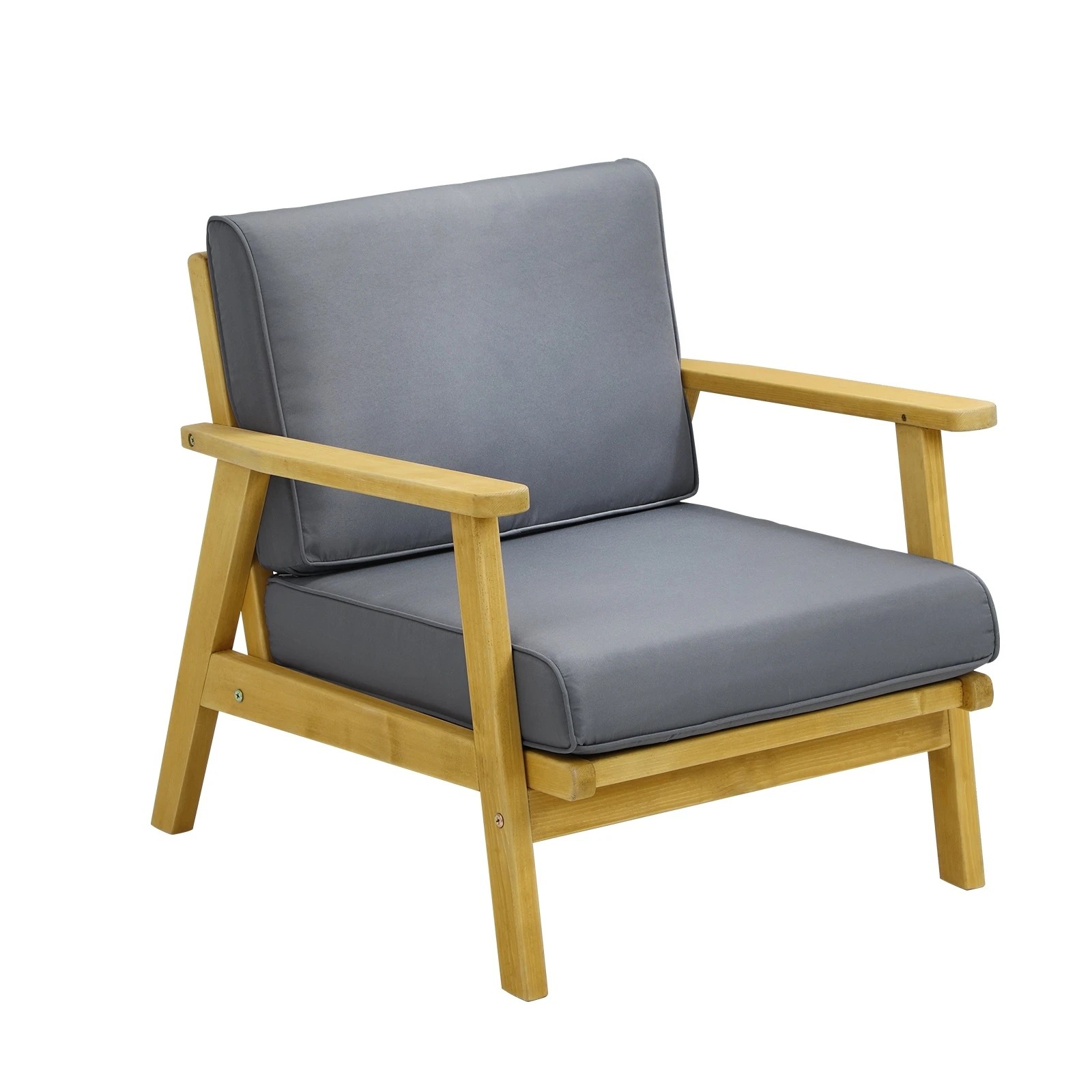 1 Livsip Outdoor Armchair Furniture Lounge Wooden Chair Patio Garden Sofa Set - Multi, 1 of 9