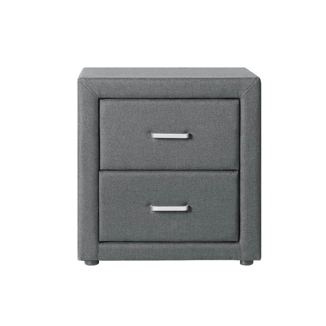 4 Artiss Bedside Table 2 Drawers Fabric - Grey, 4 of 10