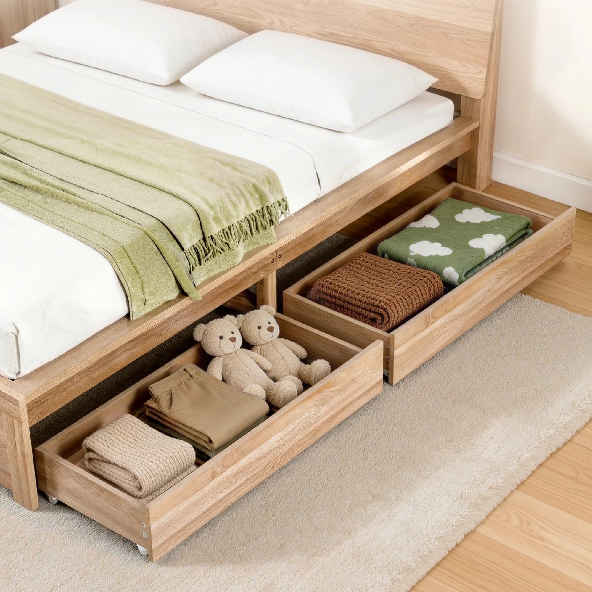 8 Artiss Single Bed Frame with 2 Drawers Wooden Bed Base - Brown, 8 of 8