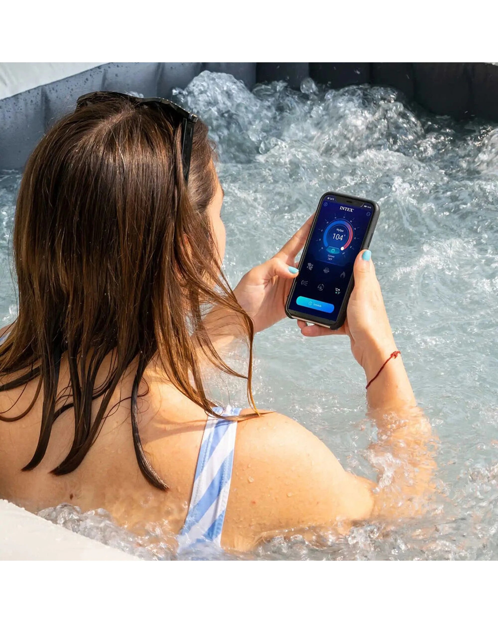5 INTEX 6-Person Greystone Deluxe Square Bubble Spa Set 220-240V 6y+ - Grey, 5 of 9