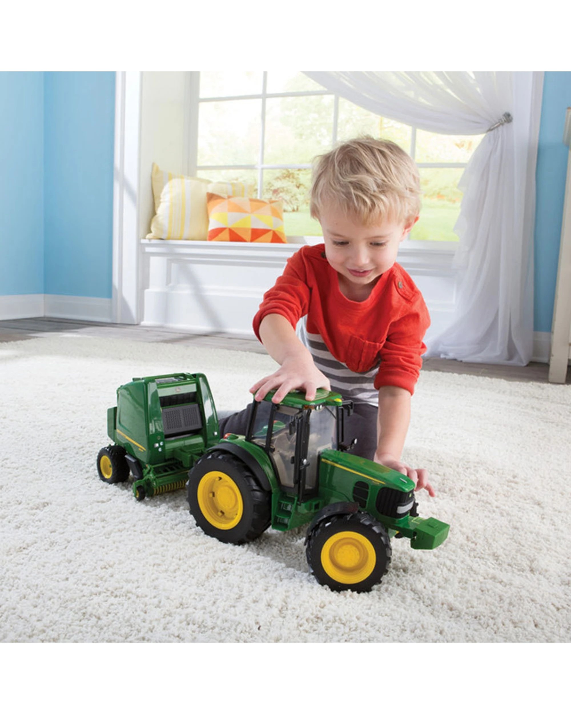 2 John Deere Big Farm Tractor And Baler Set 1 16 Scale Lights And Sounds Toy 3 Plus - Green, 2 of 3