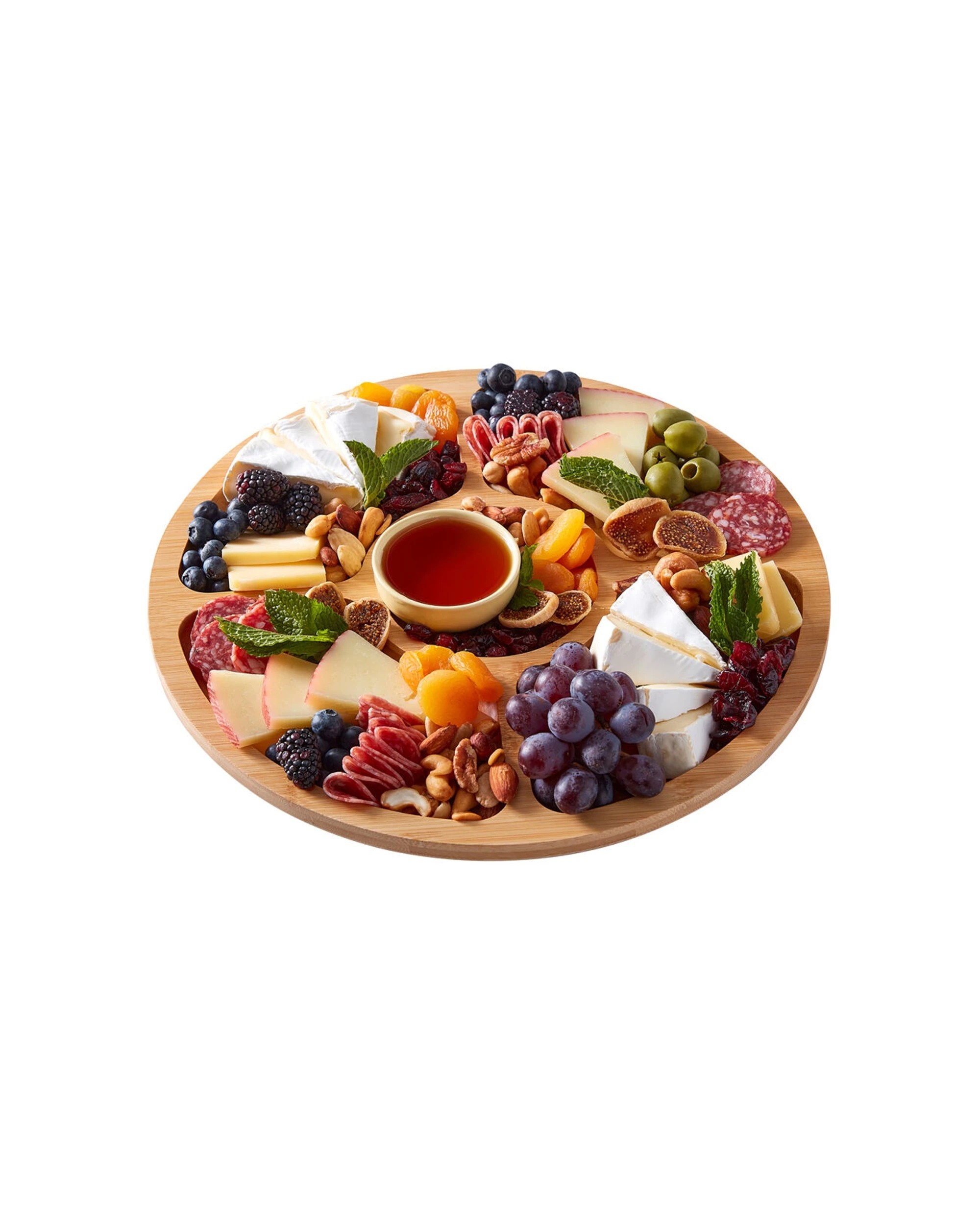 6 Farberware 2PK Build-a-Board Bamboo Round Divided Board With Lid Durable - Brown, 6 of 6