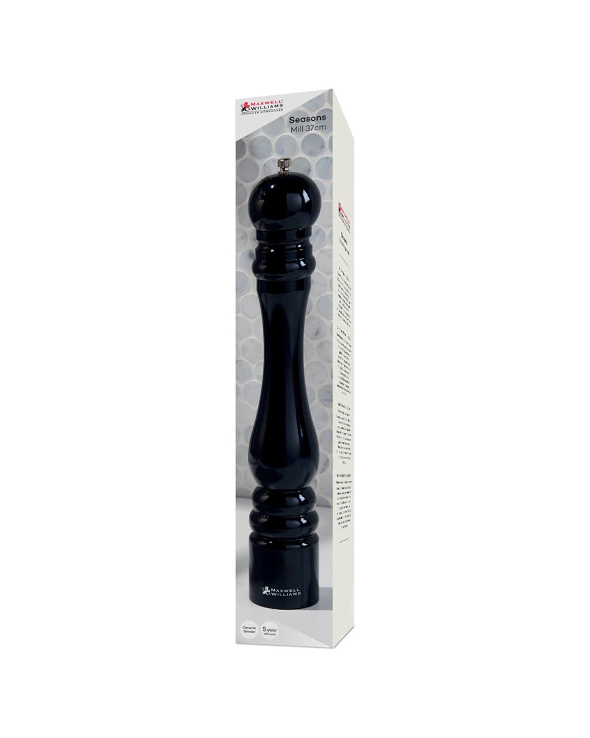 4 Maxwell & Williams Seasons 37cm Gift Boxed Pepper Salt Mill Manual Grinder - Black, 4 of 4