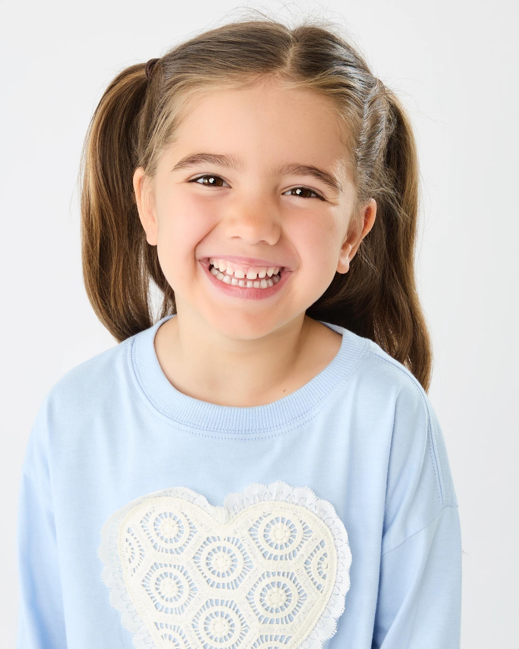 3 Long Sleeve Oversized T-shirt Blu Heart, 3 of 6