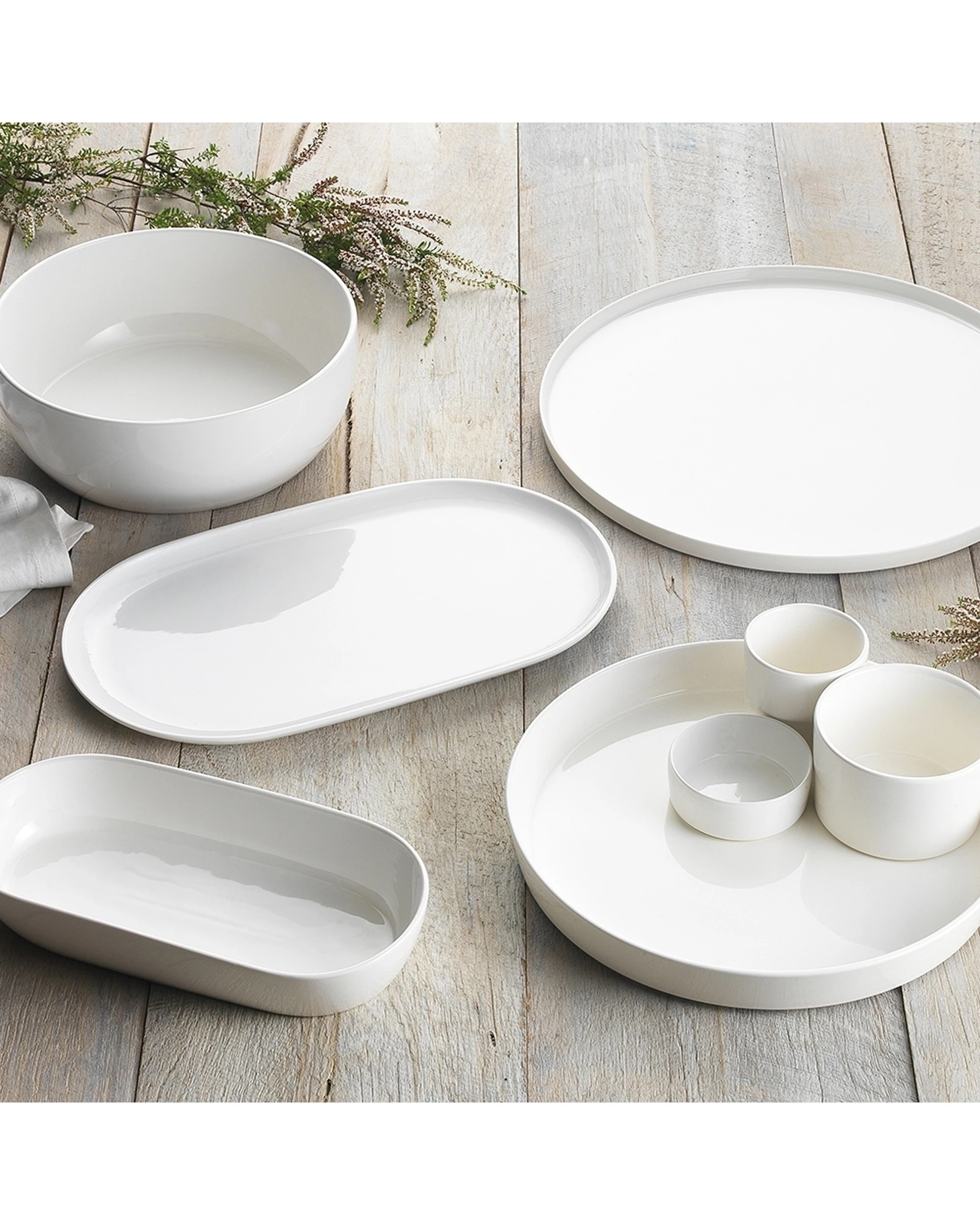 2 Ecology Origin Porcelain 40.5cm Round Serving Platter Dishwasher Microwave Safe - White, 2 of 2