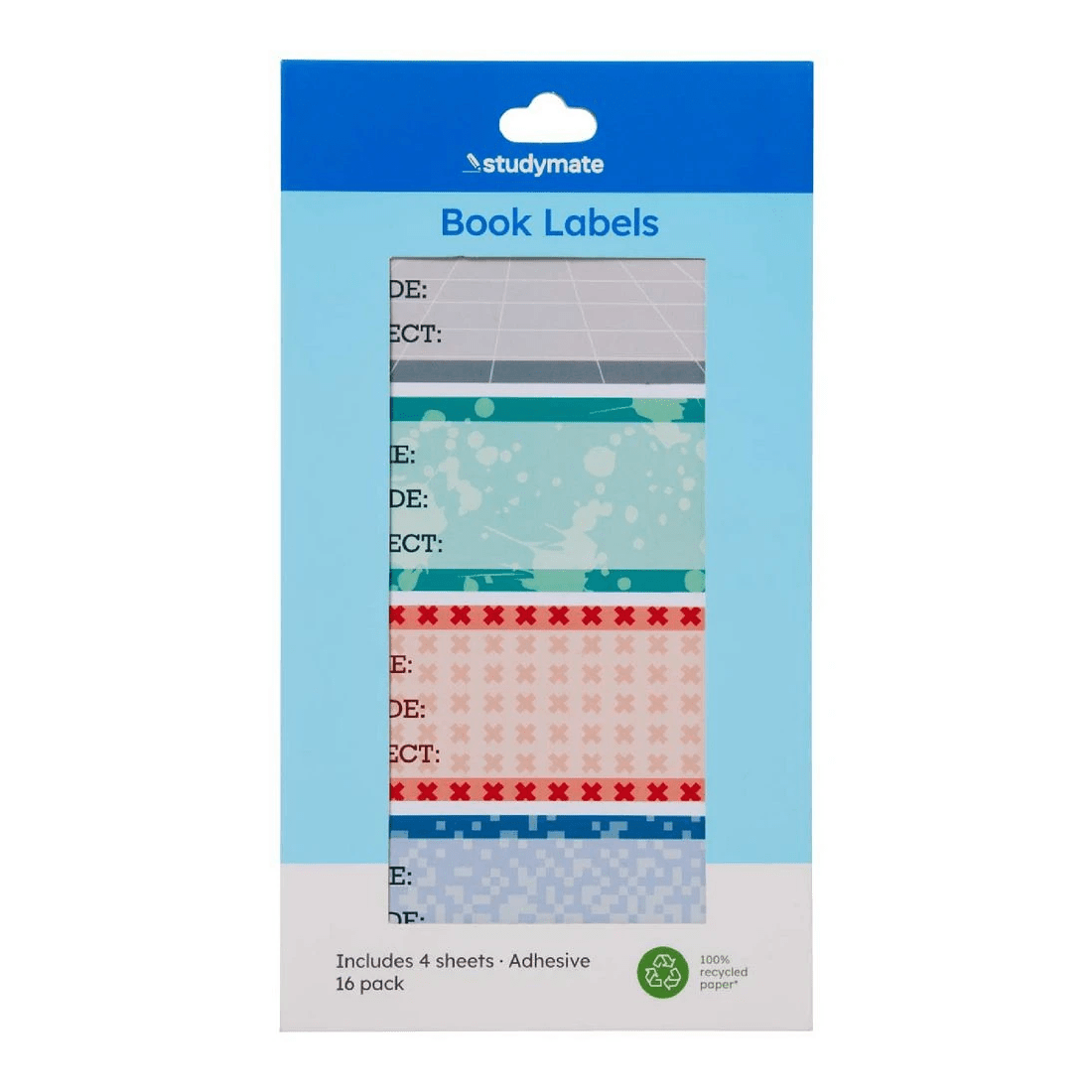 1 Studymate Book Labels Primary Colours 16 pack, 1 of 3