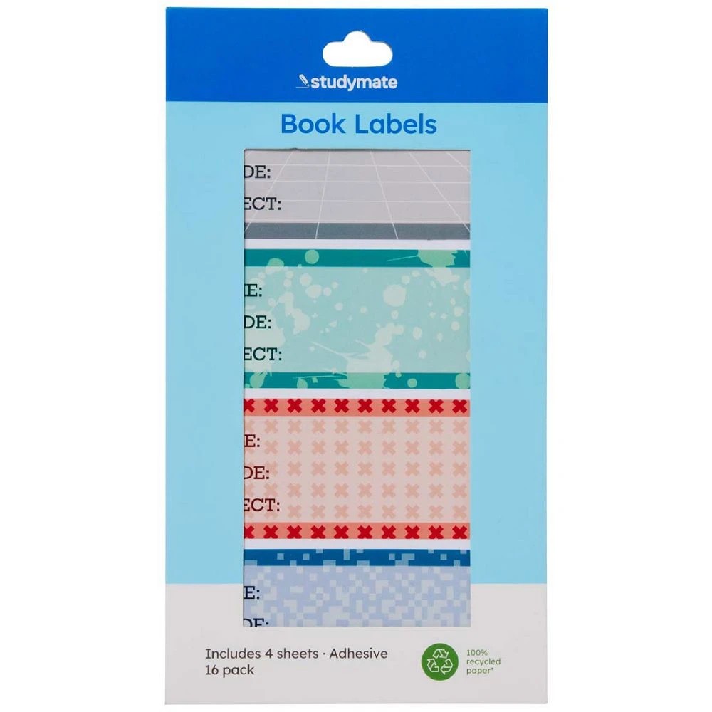 1 Studymate Book Labels Primary Colours 16 pack, 1 of 3