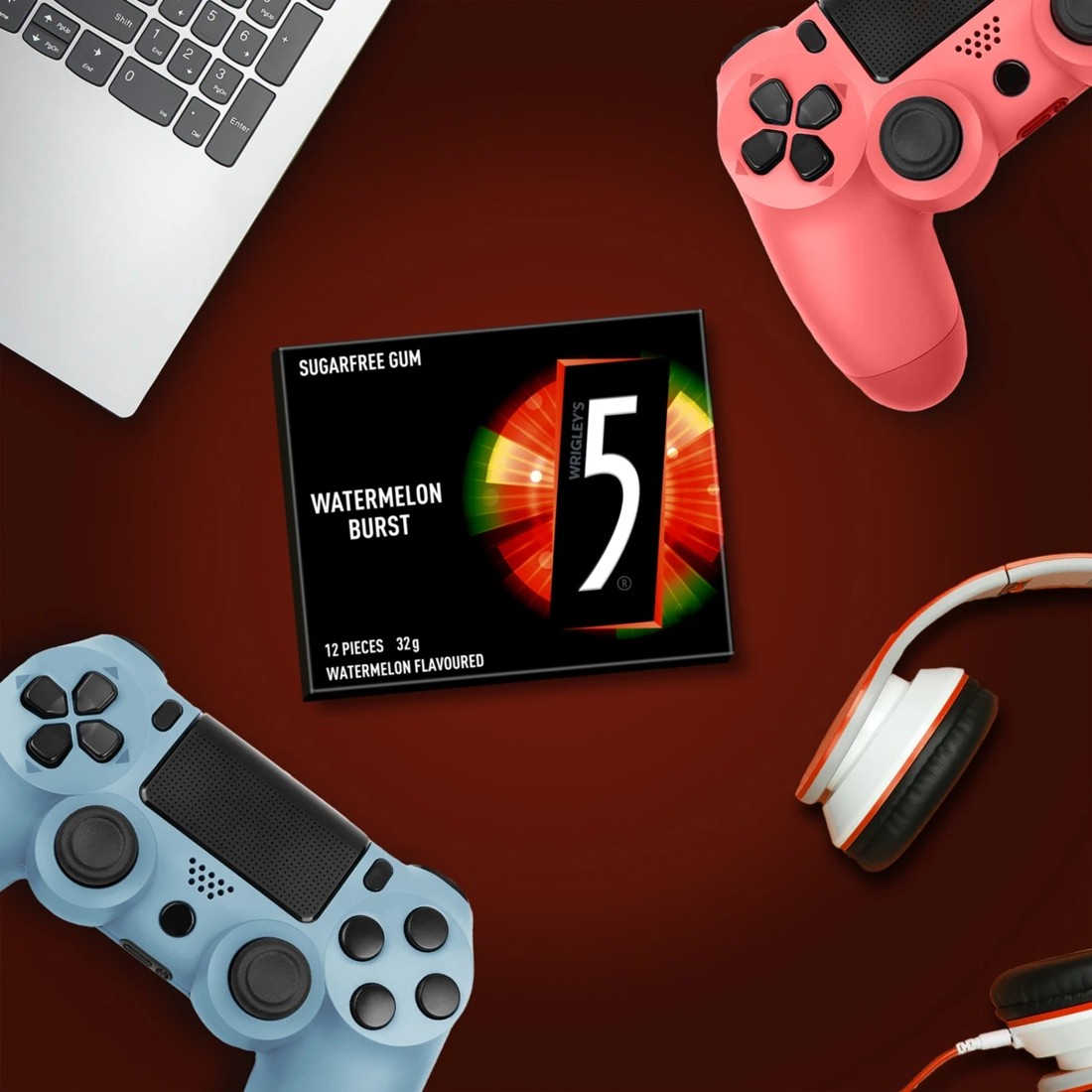 3 12 Piece Wrigley's 5 Gum Watermelon Burst Sugar Free Chewing Gum 32g, 3 of 5