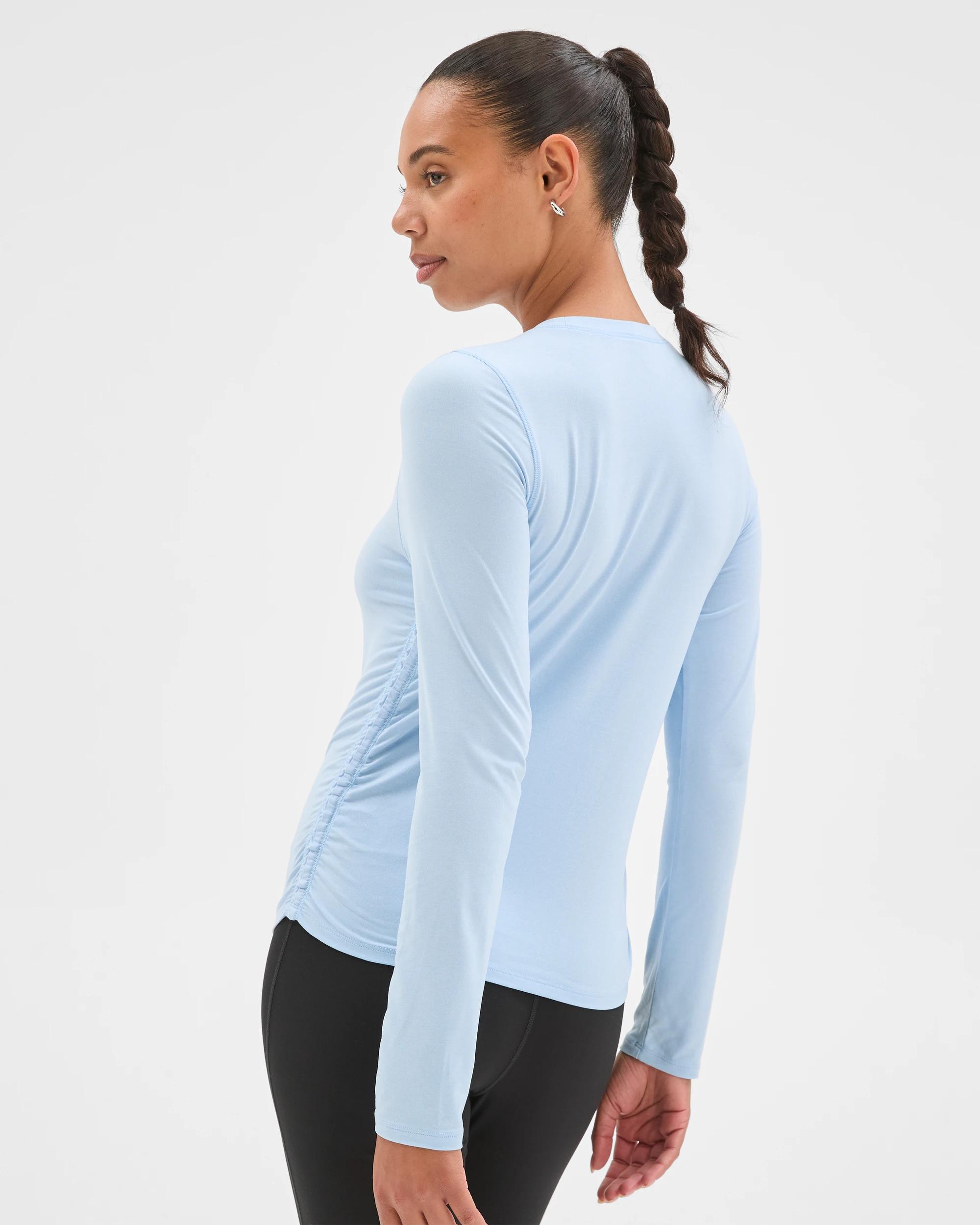 6 Target Active Active Studio Luxe Long Sleeve Ruched Top BLUE MIST, 6 of 6