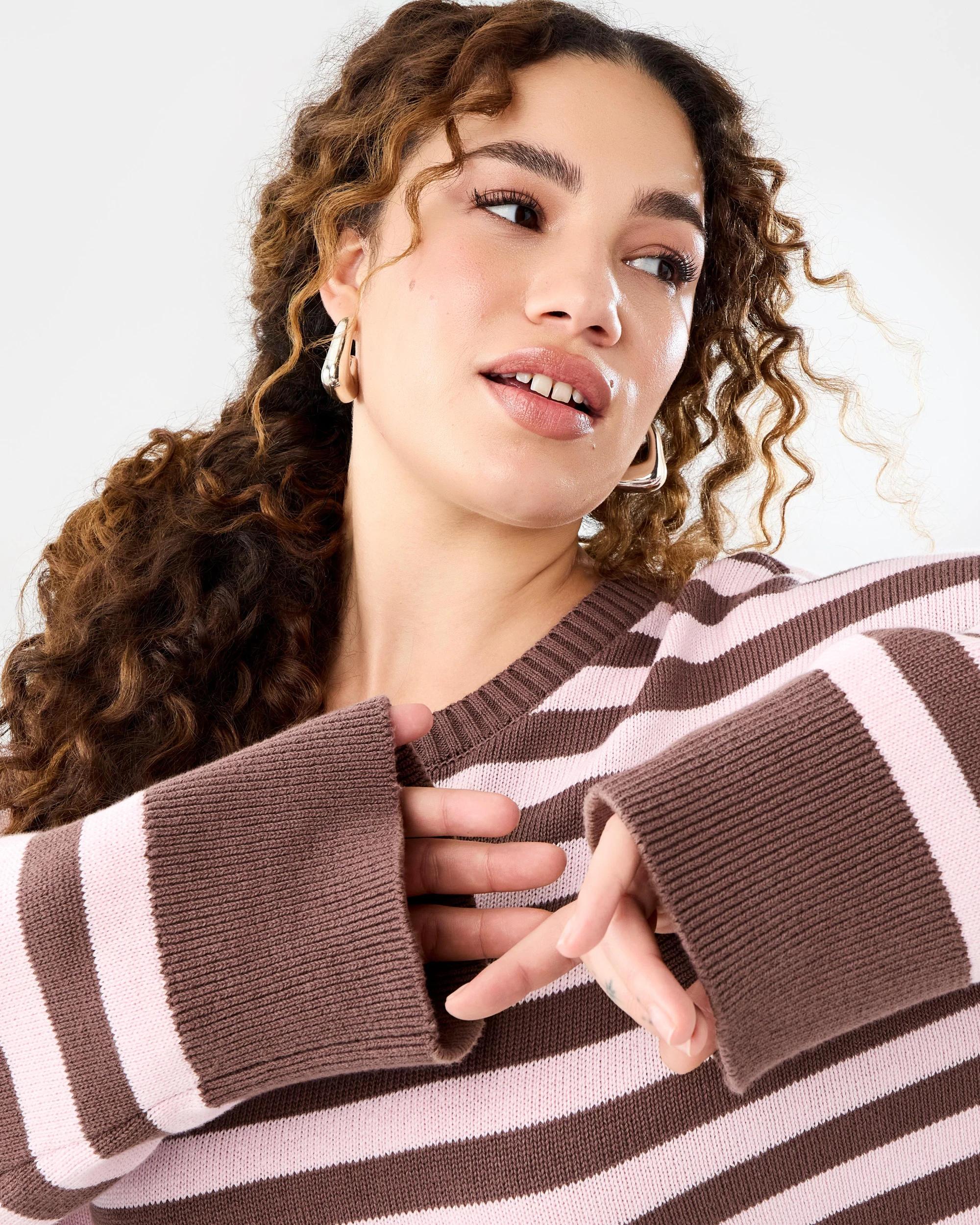 5 Long Sleeve Knit Stripe Jumper Bllet Pink, 5 of 8