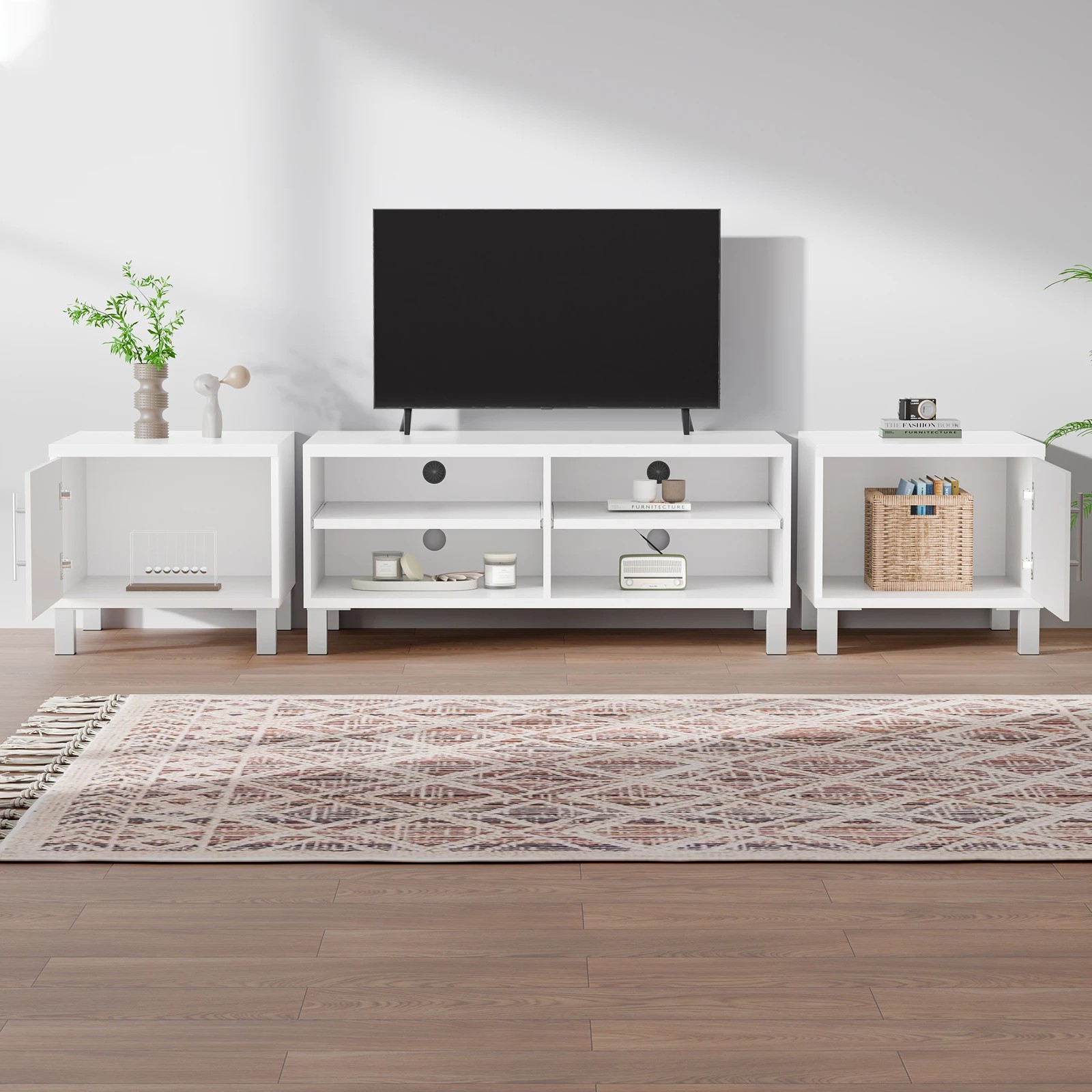 9 Alfordson Entertainment Unit TV Cabinet Stand Storage Drawer 190cm - White, 9 of 10