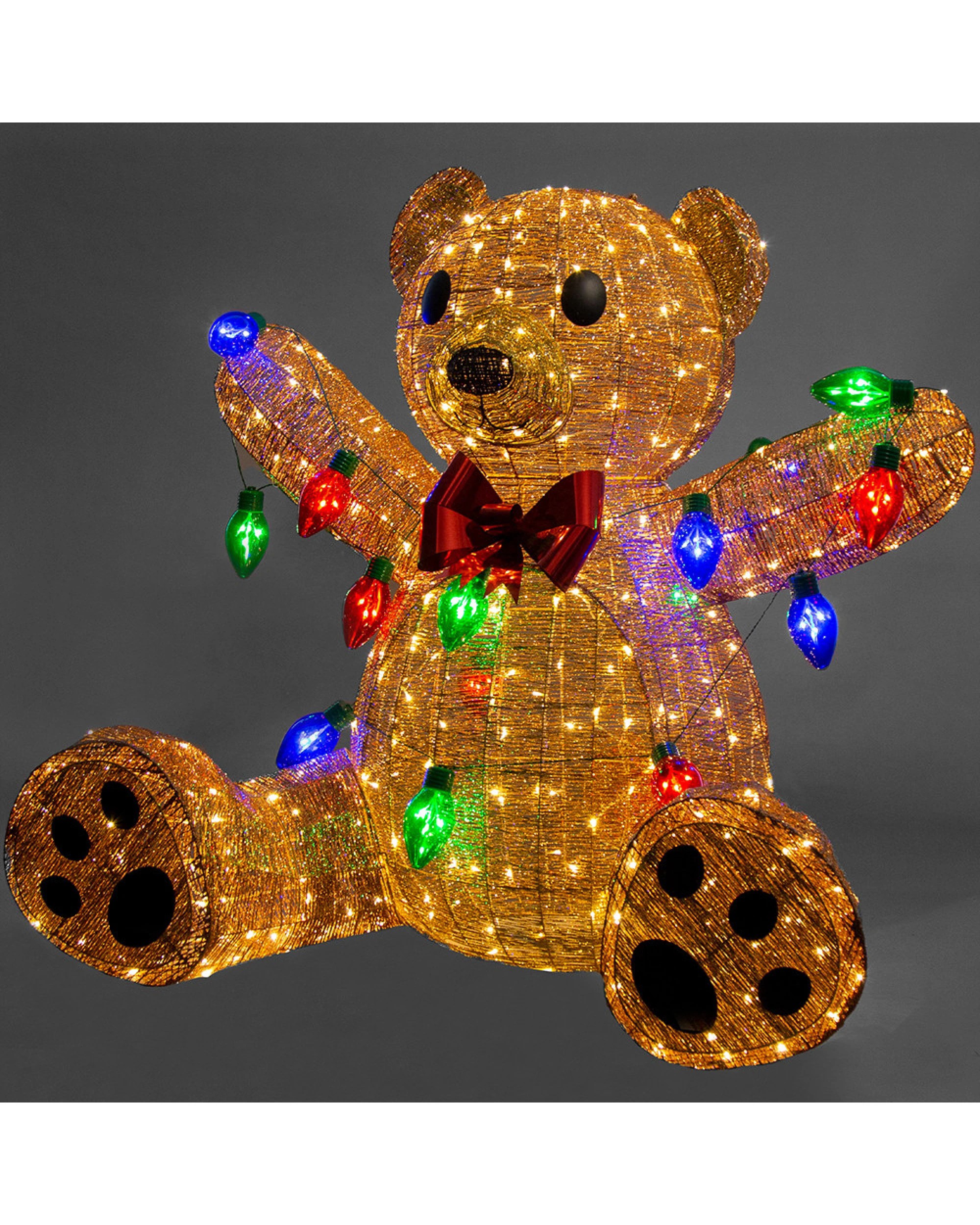 1 Christabelle 1.5m Christmas Teddy Bear Indoor Outdoor Display Decoration LED Lights Front Yard Lawn Statue Ornament, 1 of 2
