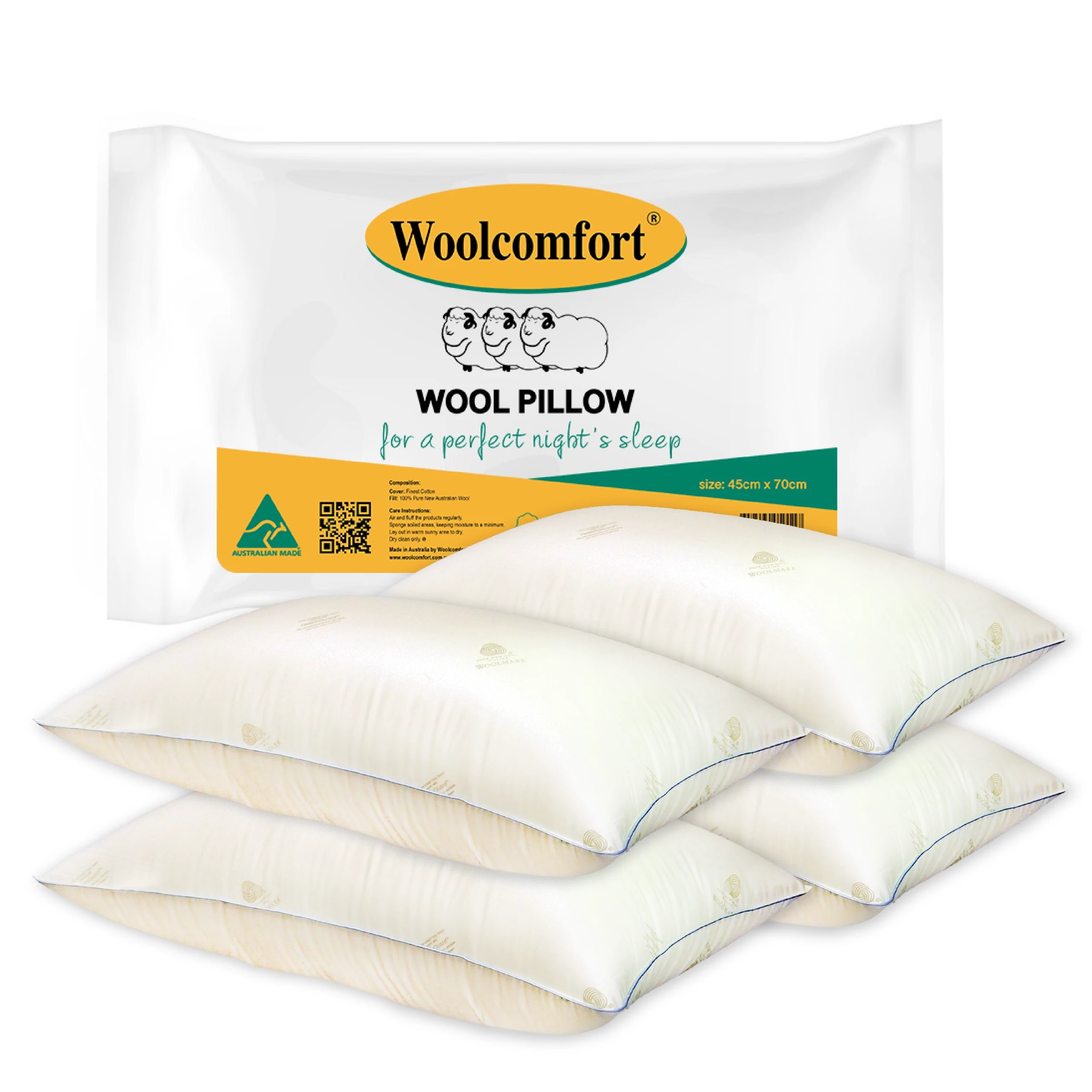 1 Woolcomfort 4-Pack Premuim Wool Pillow - Standard Size, 1 of 1