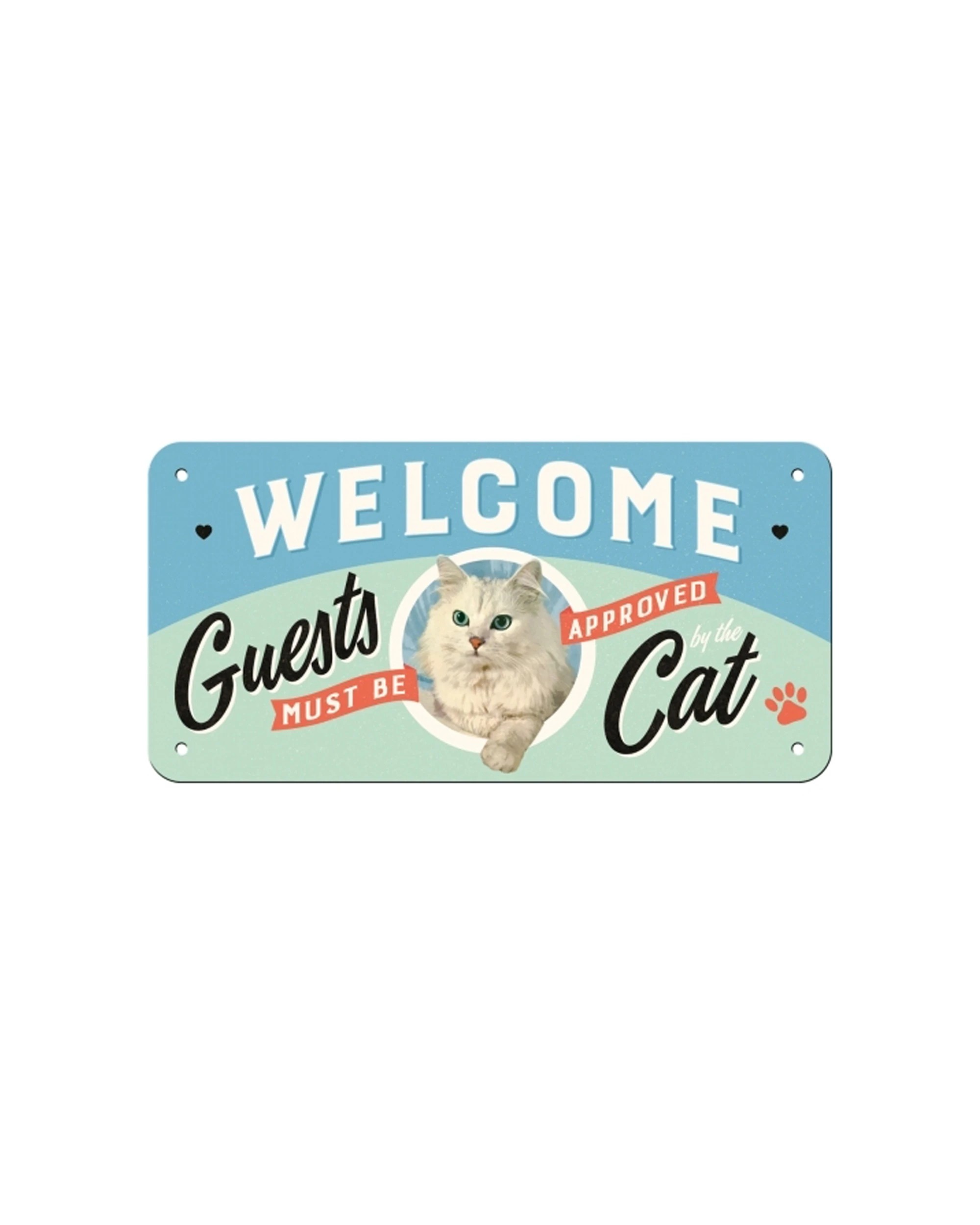 4 Nostalgic-Art Metal Hanging Sign 10x20cm Wall Decor - Welcome Guests Cat - Multi, 4 of 4
