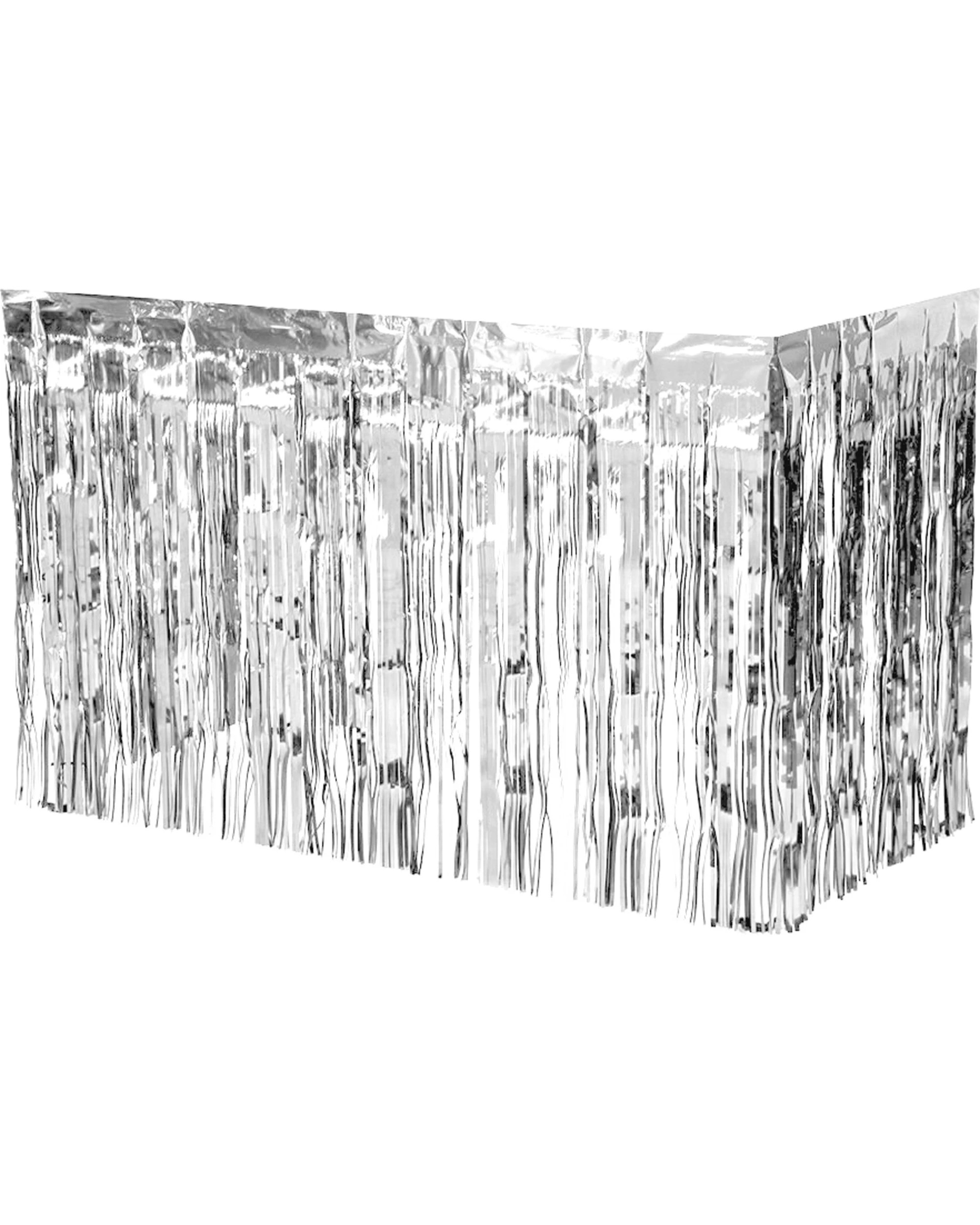 1 Partyrama Metallic Silver Table Skirt - Silver, 1 of 2