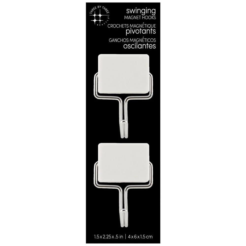 1 Three By Three Swinging Magnet Hooks 2 Pack, 1 of 5