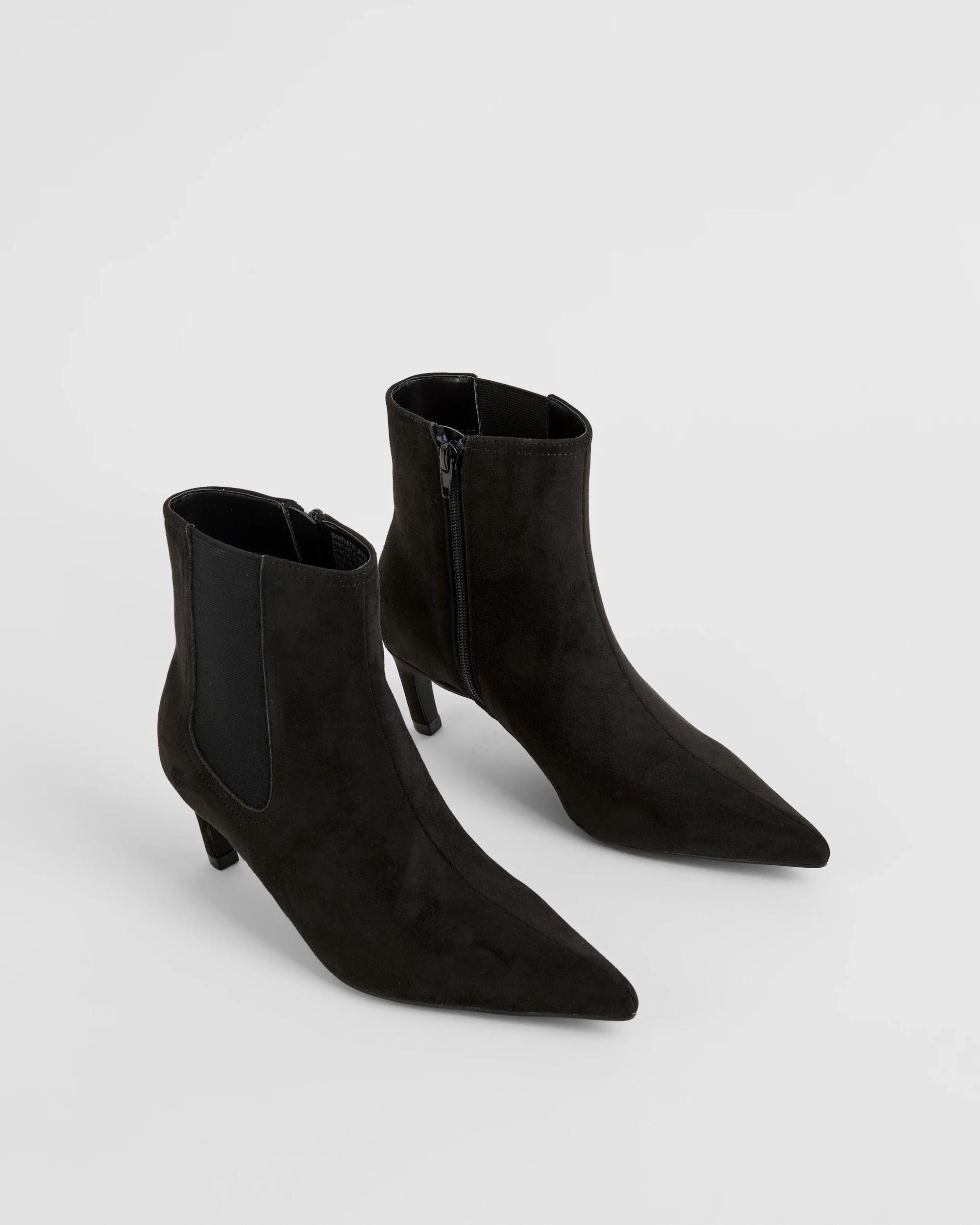 2 Target Woman Gusset Kitten Heel Boots BLACK FX SUEDE, 2 of 3