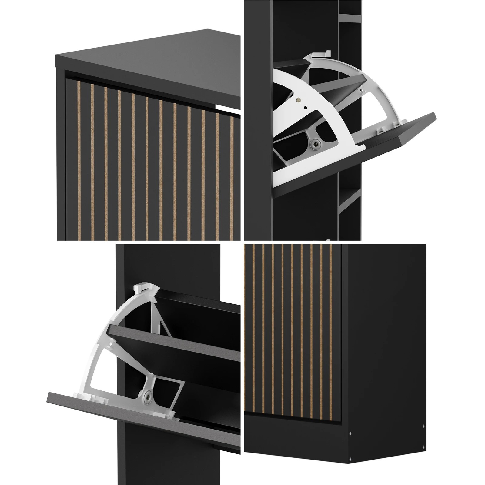 5 Oikiture Shoe Rack Storage Cabinet Organiser Drawers 3 Doors
 - Black, 5 of 9