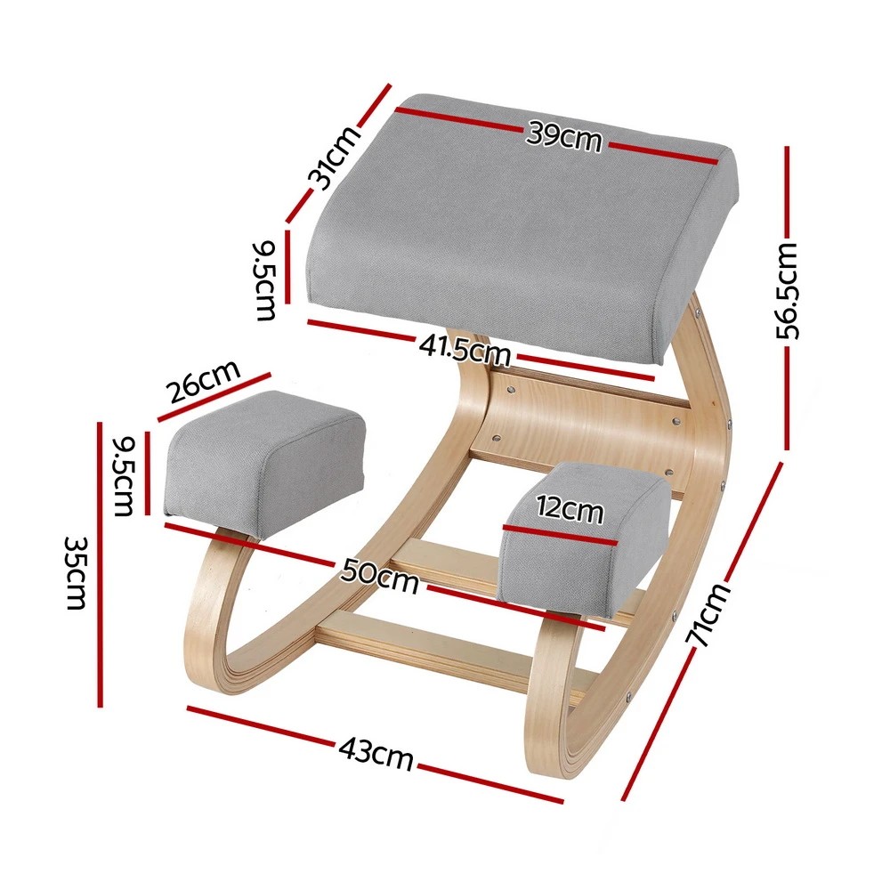 2 Artiss Kneeling Chair Ergonomic Posture Chair with Memory Foam Balance Stool for Home Office Gaming 120kg Weight - Grey, 2 of 8