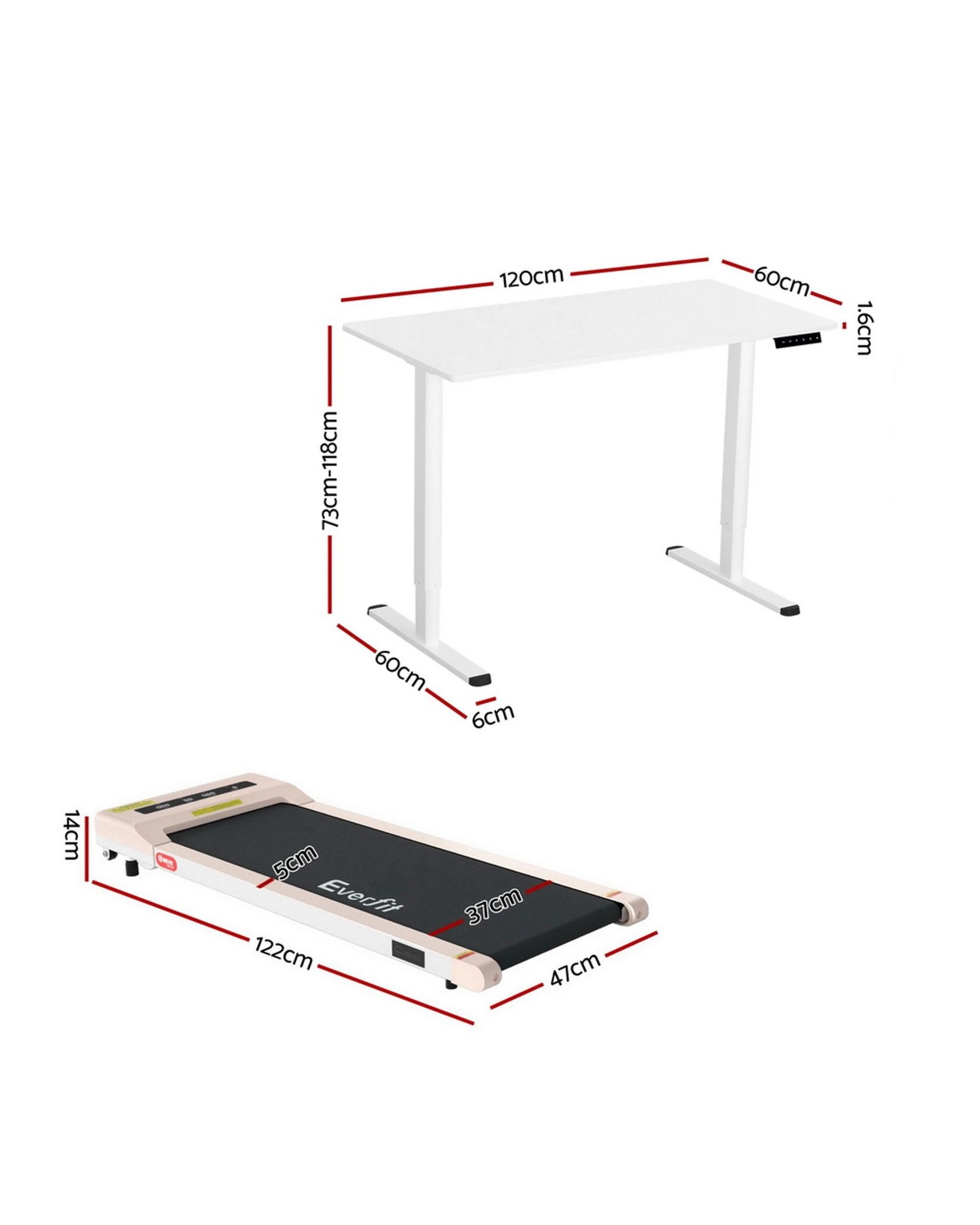 2 Artiss Treadmill With 120cm Automatic Standing Desk Electric Walking Pad
 - White, 2 of 3