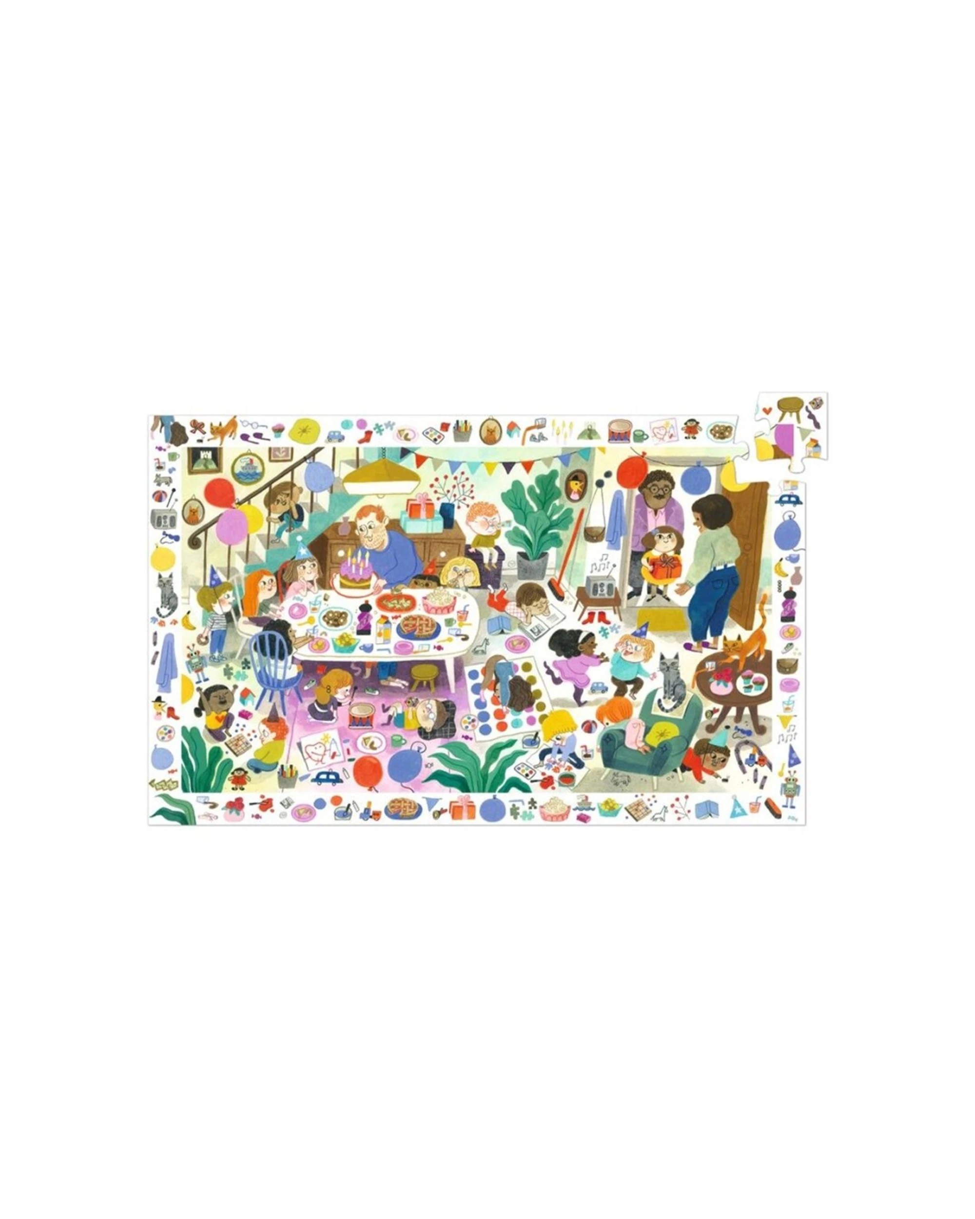 Djeco 54pc Birthday Party Observation Puzzle With Poster Kids - Purple ...