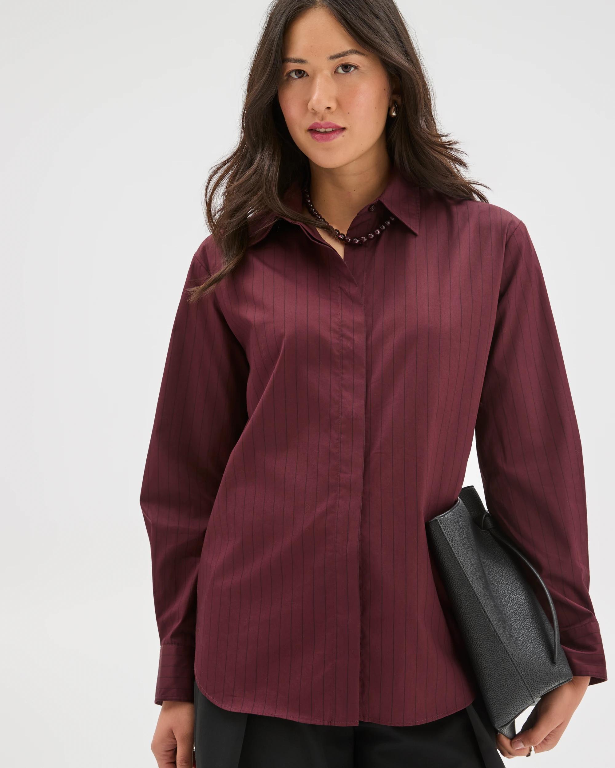3 Preview Australian Cotton Poplin Shirt PINOT BURGUNDY, 3 of 7