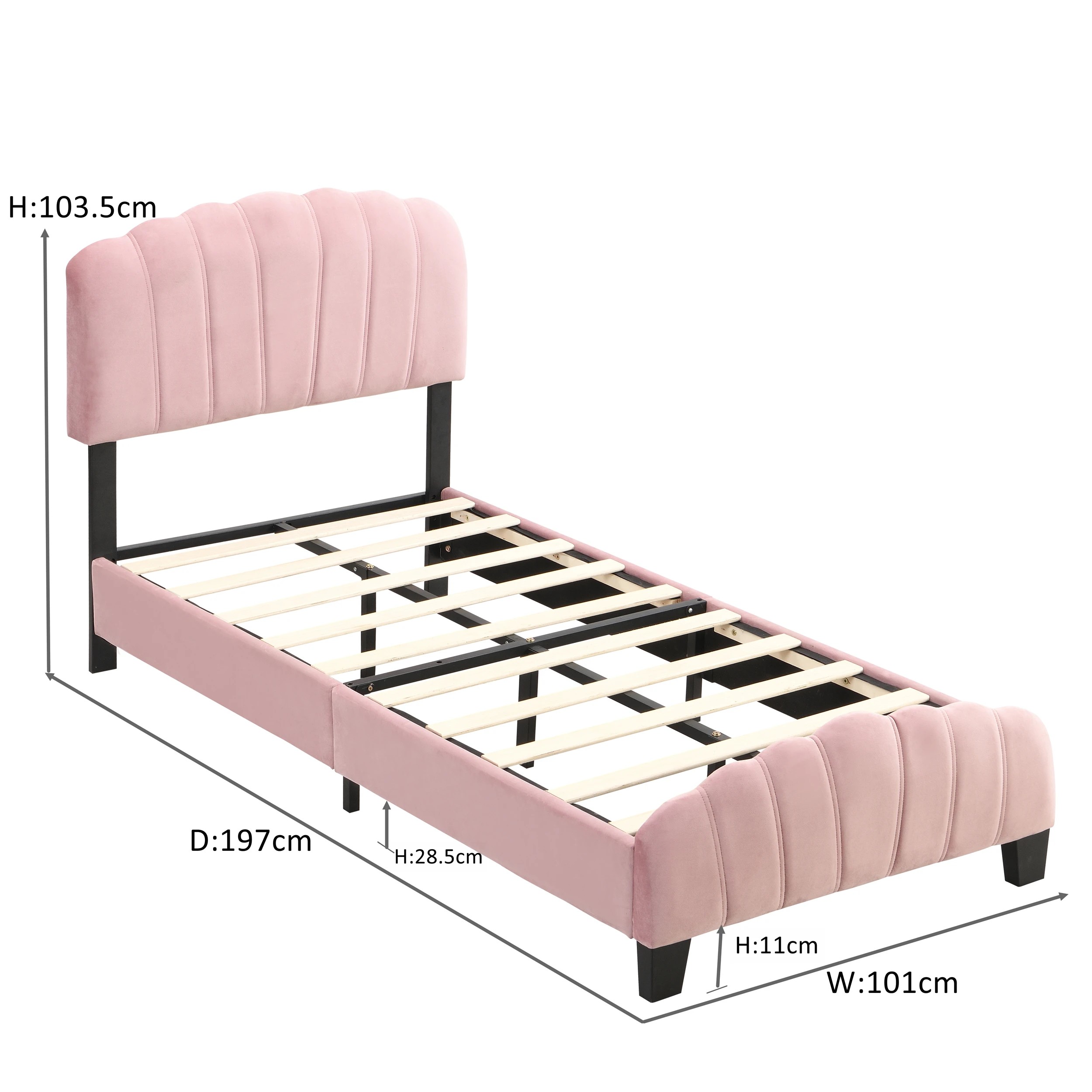 10 IHOMDEC BEF04 Single Kid's Bed Frame - Pink - Pink, 10 of 10