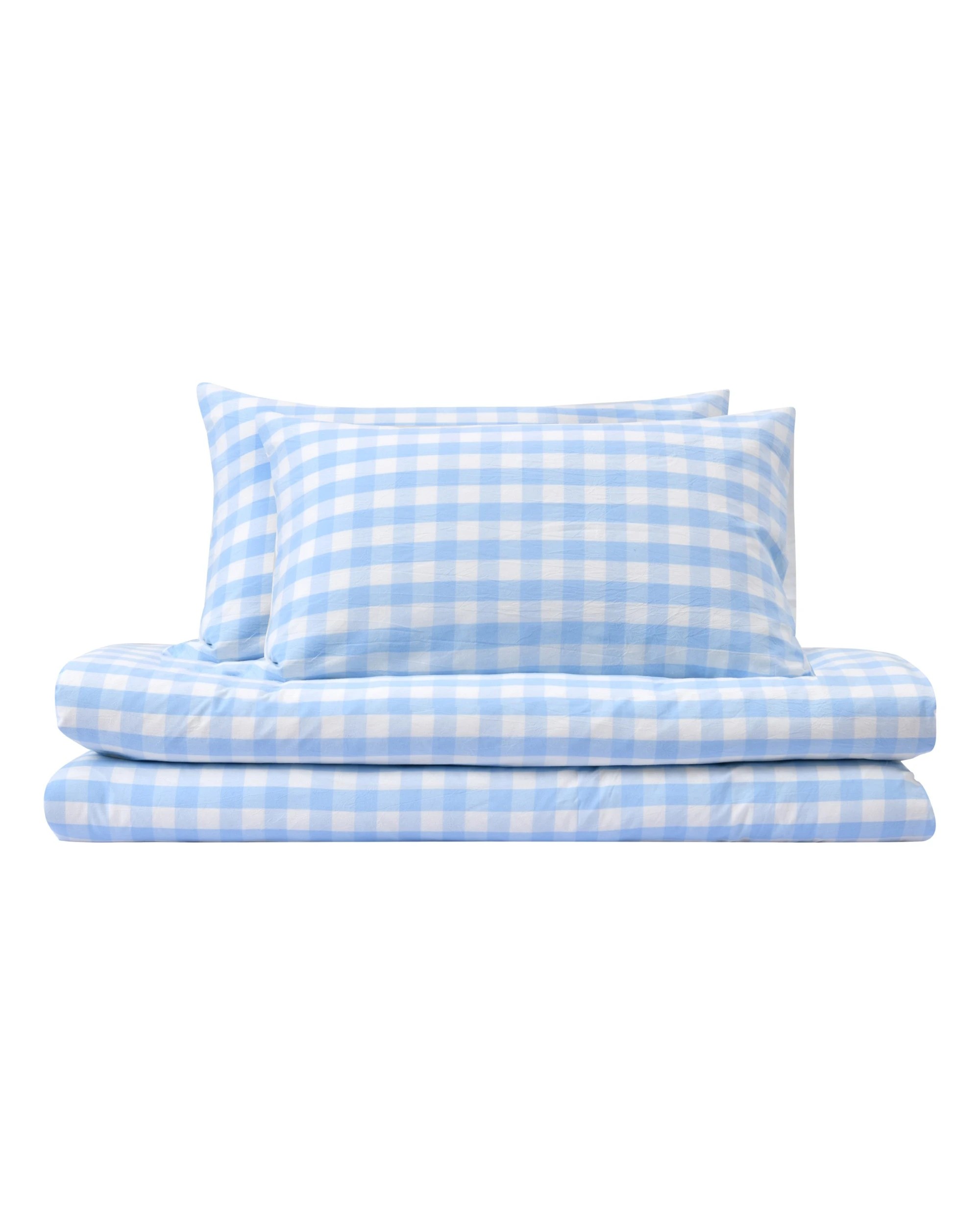 5 Dreamaker Lola Yarn Dyed Washed Cotton Gingham Quilt Cover Set - Double Bed - Sky, 5 of 6