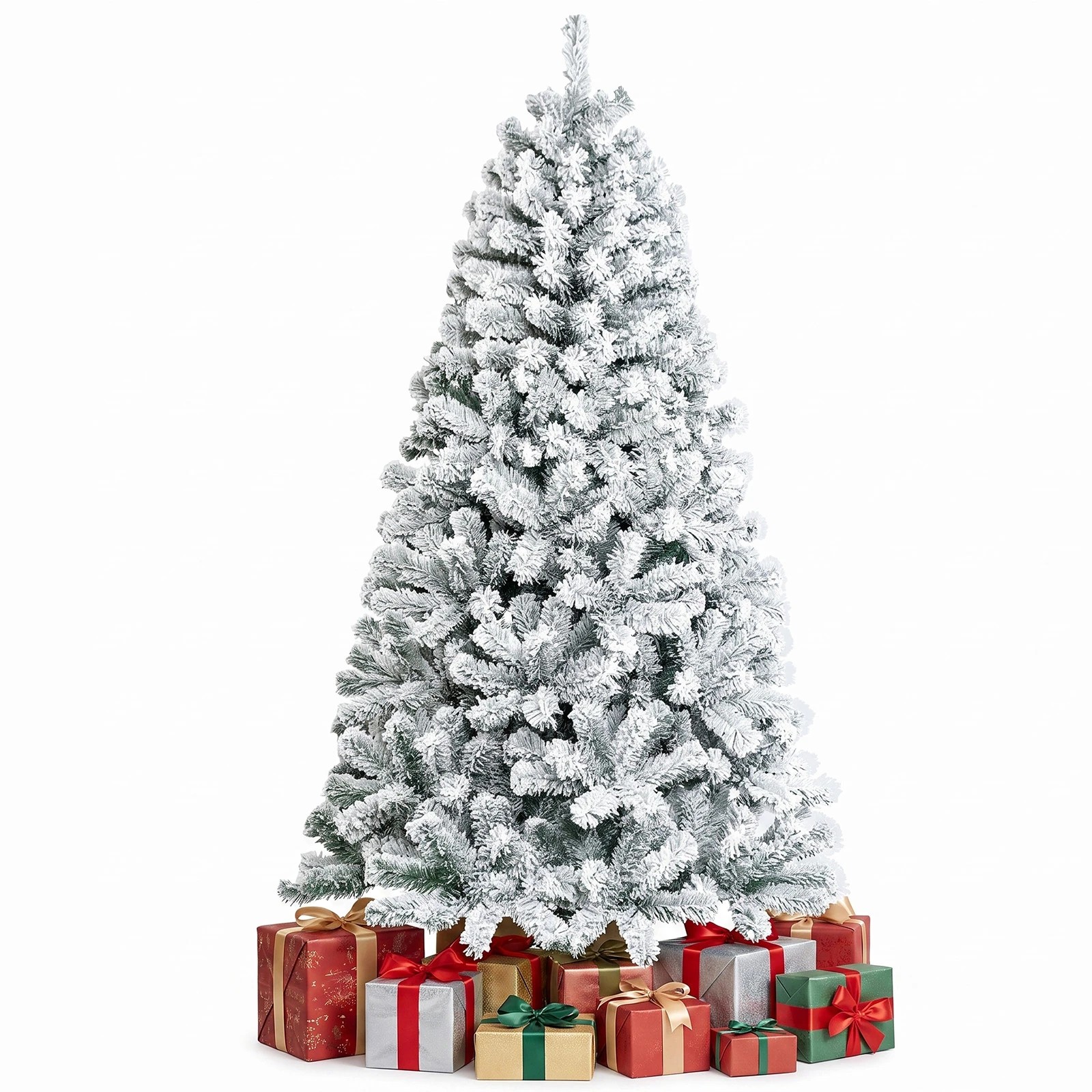 8 Costway 180cm Snow Flocked Christmas Tree w/860 Tips Unlit Artificial Hinged Full Tree, 8 of 8