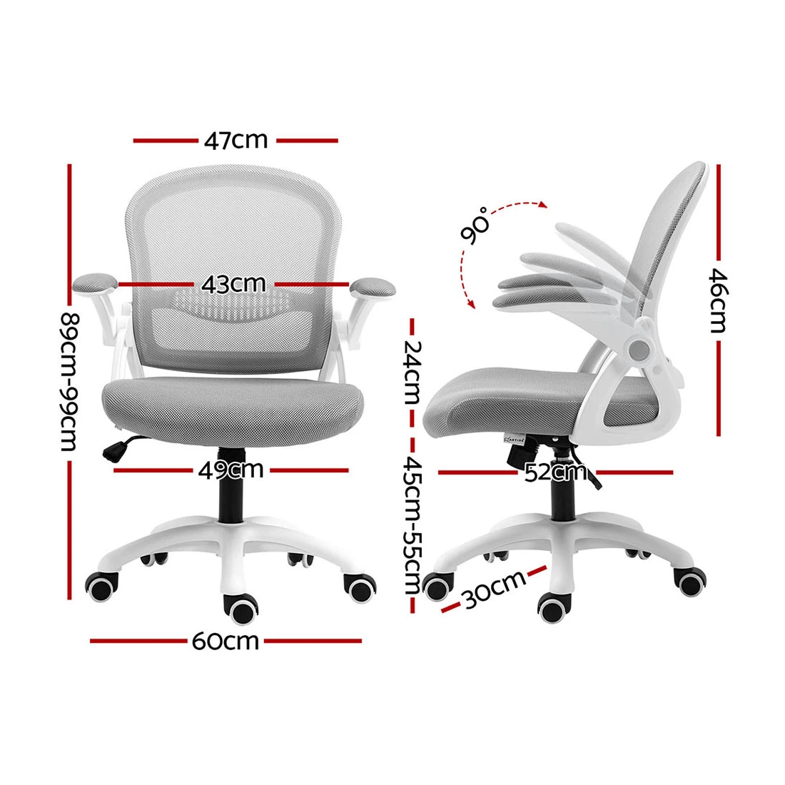 2 Artiss 2x Mesh Office Chair Computer Gaming Desk Chairs Work Study Mid Back - Multi, 2 of 2
