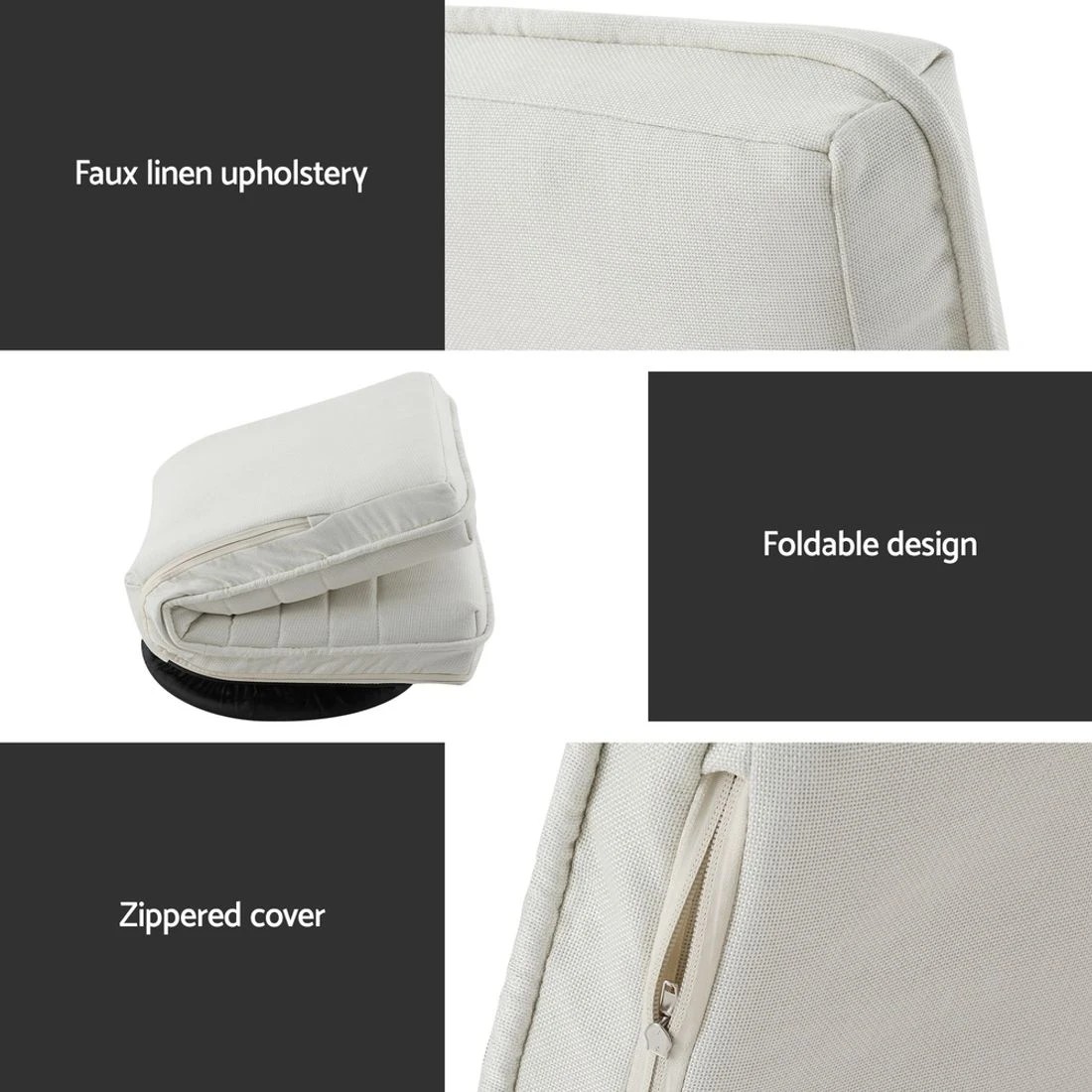 6 Artiss Floor Lounge Sofa Swivel Foldable Linen - White, 6 of 6