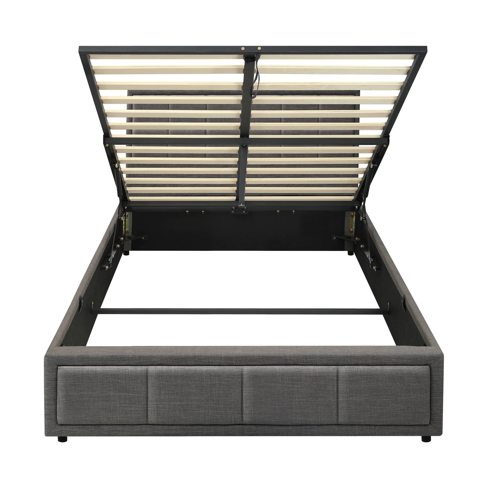 9 Oikiture Bed Frame King Single Gas Lift Storage Base Fabric - Grey, 9 of 10