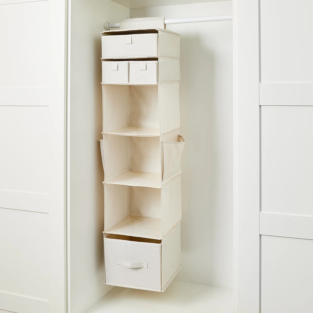 3 Linen Look Hanging Shelving with Drawers - Beige, 3 of 10