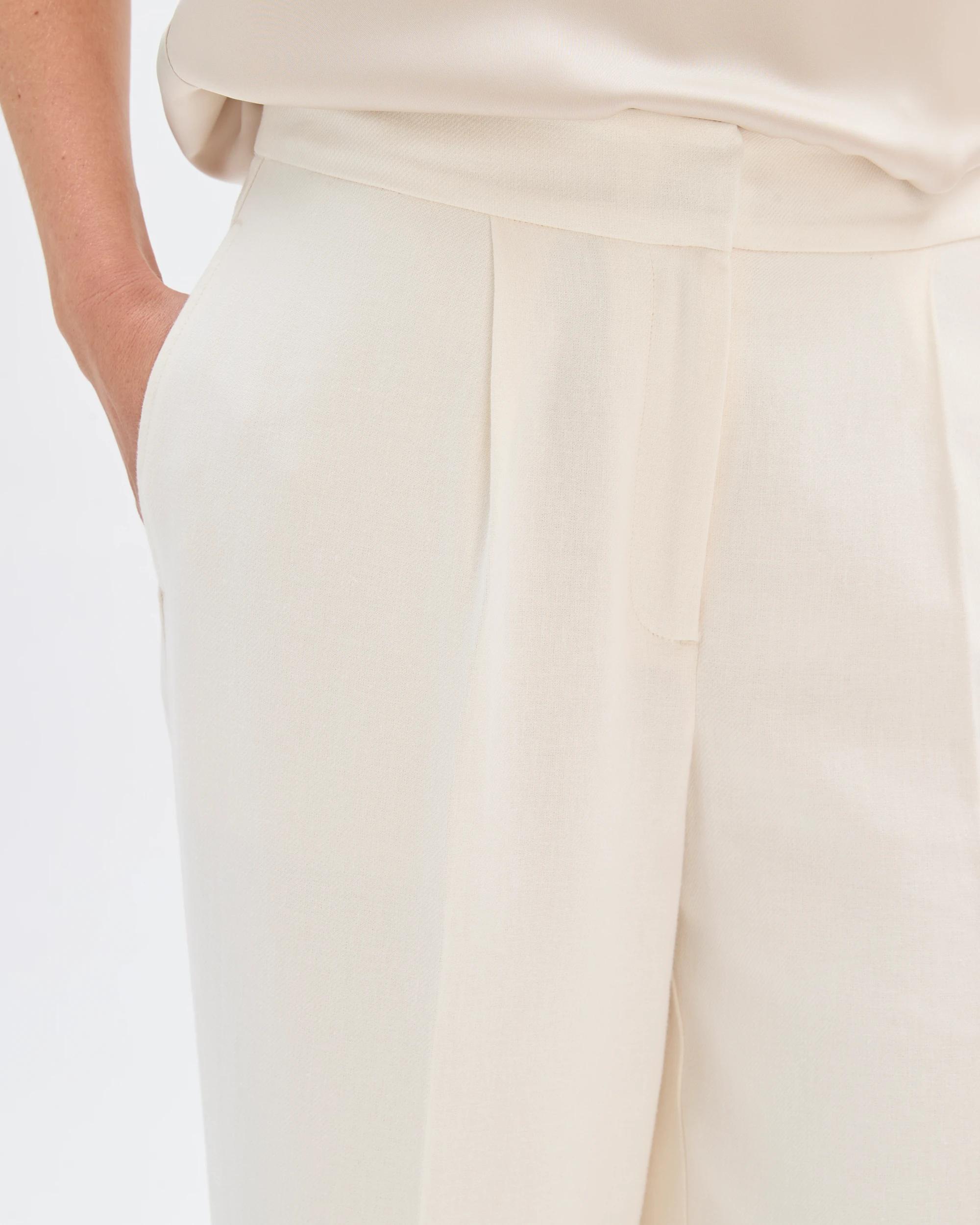 6 Preview European Linen Blend Tailored Wide Leg Pants CLOUD DANCER, 6 of 7
