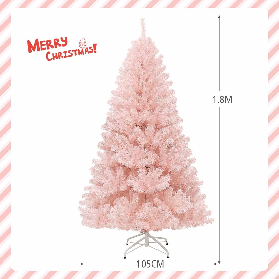 8 Costway 1.8M/6ft Pink Christmas Tree PVC Hinged Xmas Tree, 8 of 10