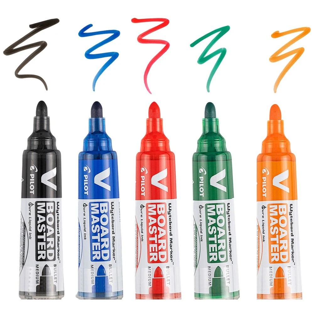 6 PILOT V Board Whiteboard Marker Bullet Assorted 5 Pk + Holder, 6 of 8