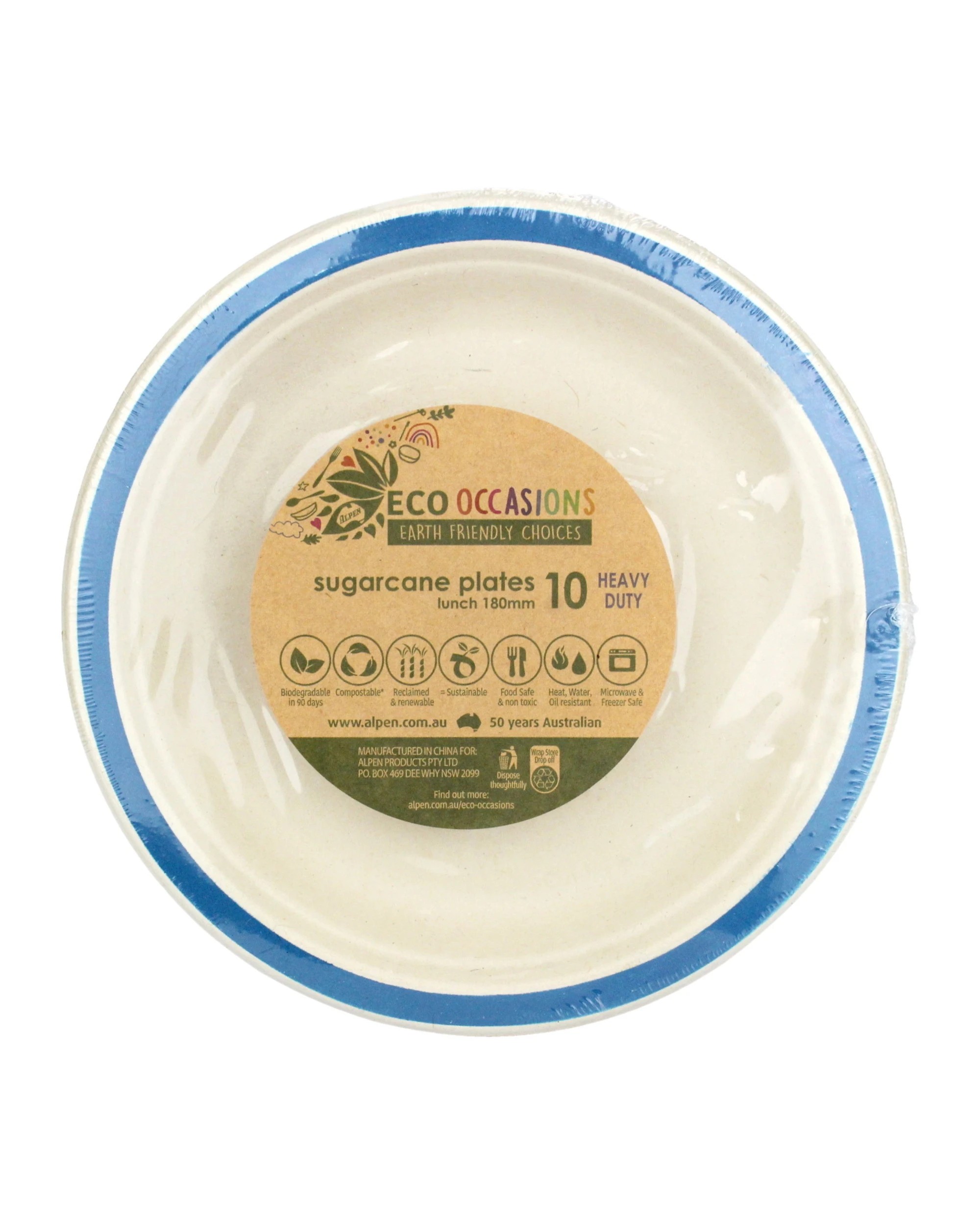 2 alpen Royal Blue Rim Sugar Cane Small Plates Pack of 10 - Royal Blue Rim, 2 of 3